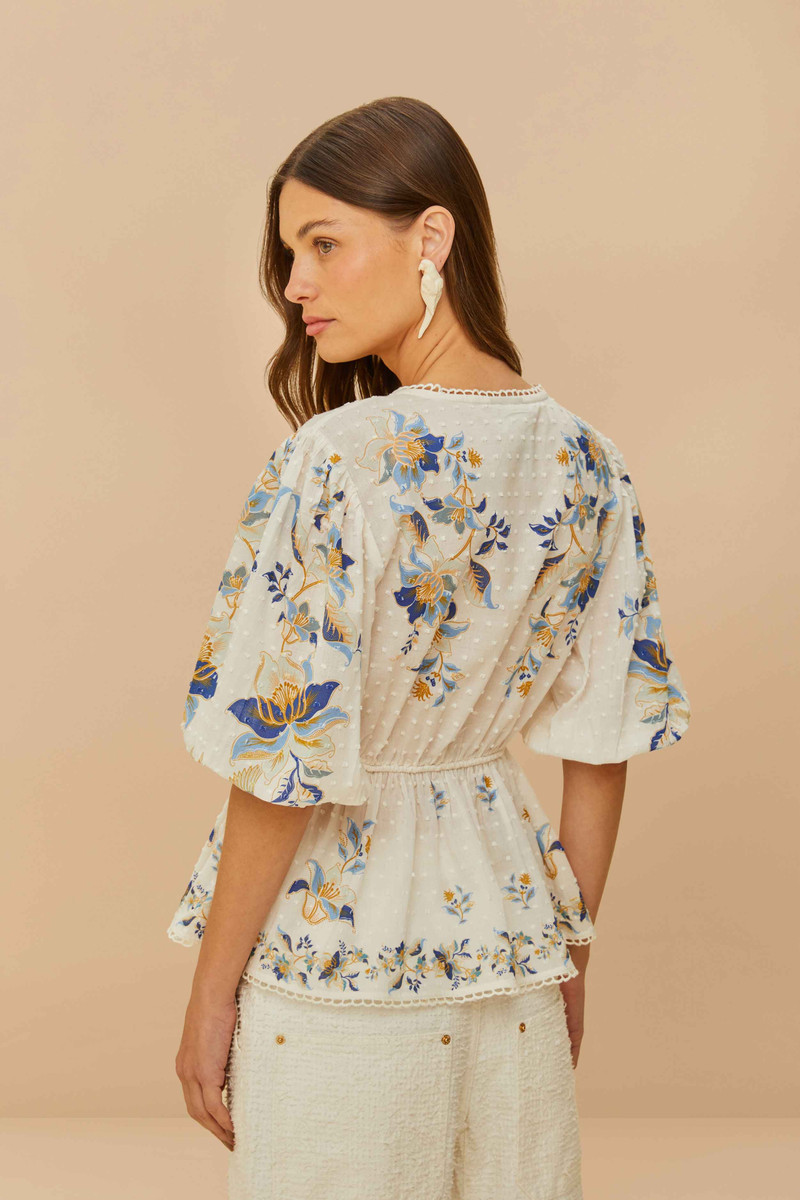 Off-White Mystic Blue Lotus Dreamscape Blouse 3