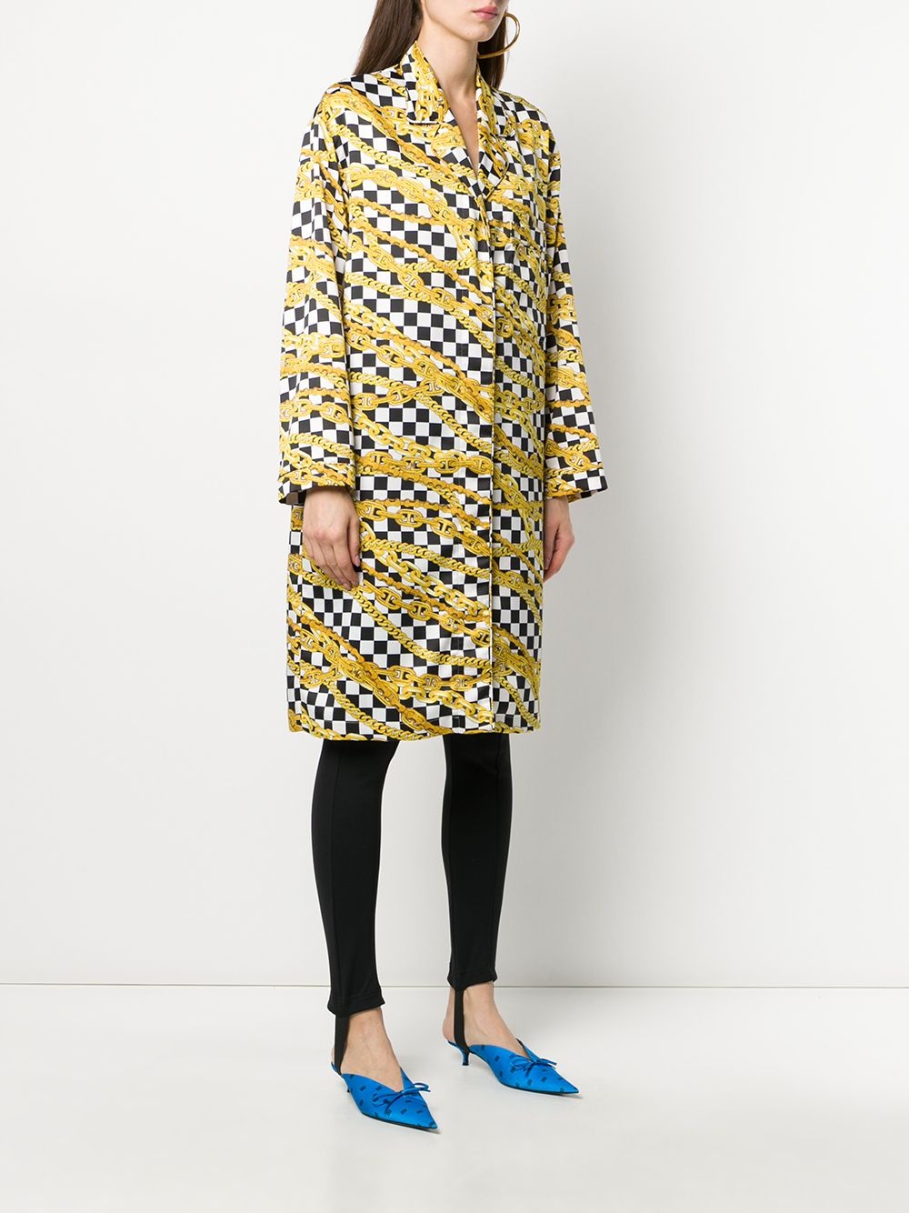 chain print checkerboard coat - 3