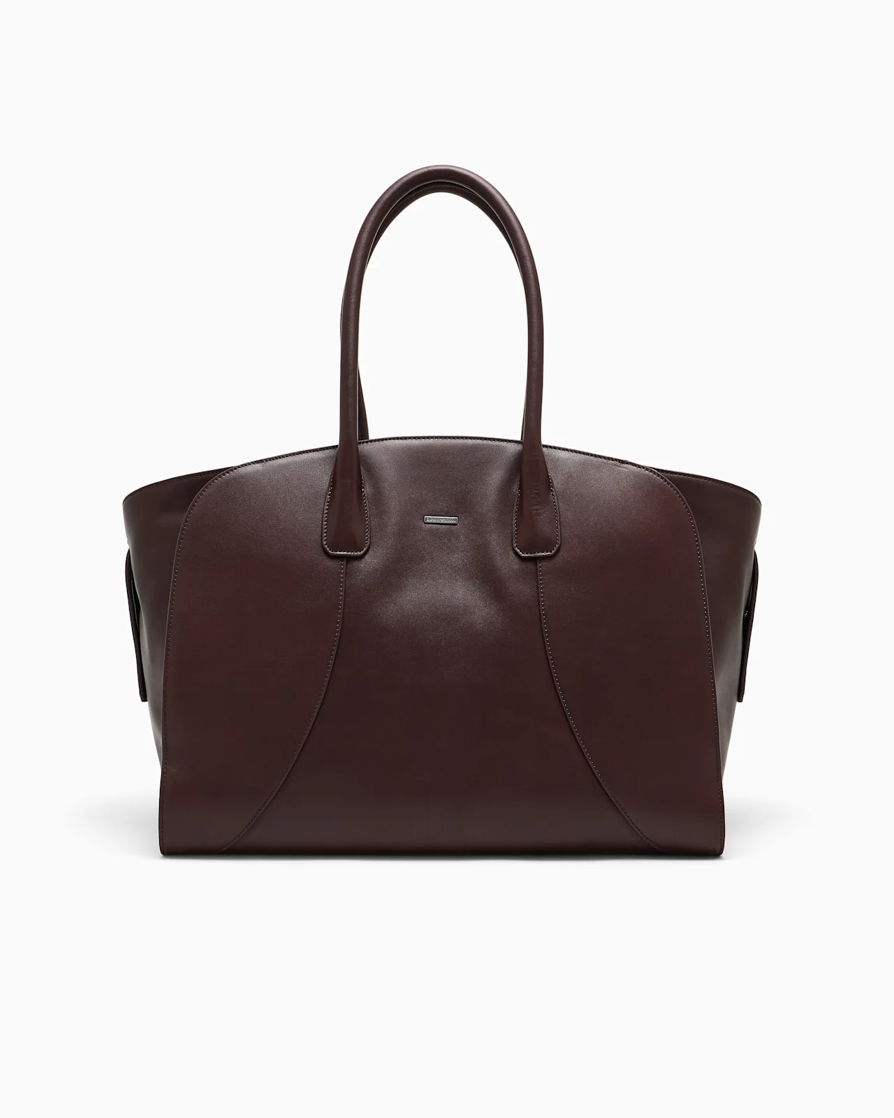 LEATHER TOTE BAG WITH ROUNDED HANDLES AND A SMOOTH FINISH - 1