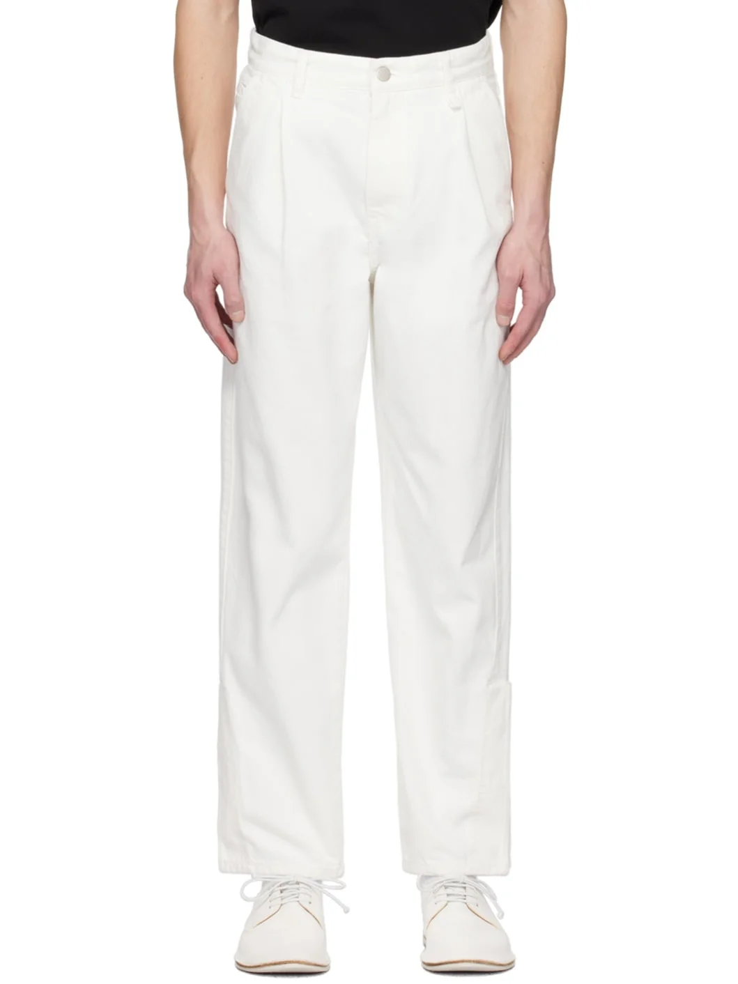 White Semi-Wide Jeans - 1