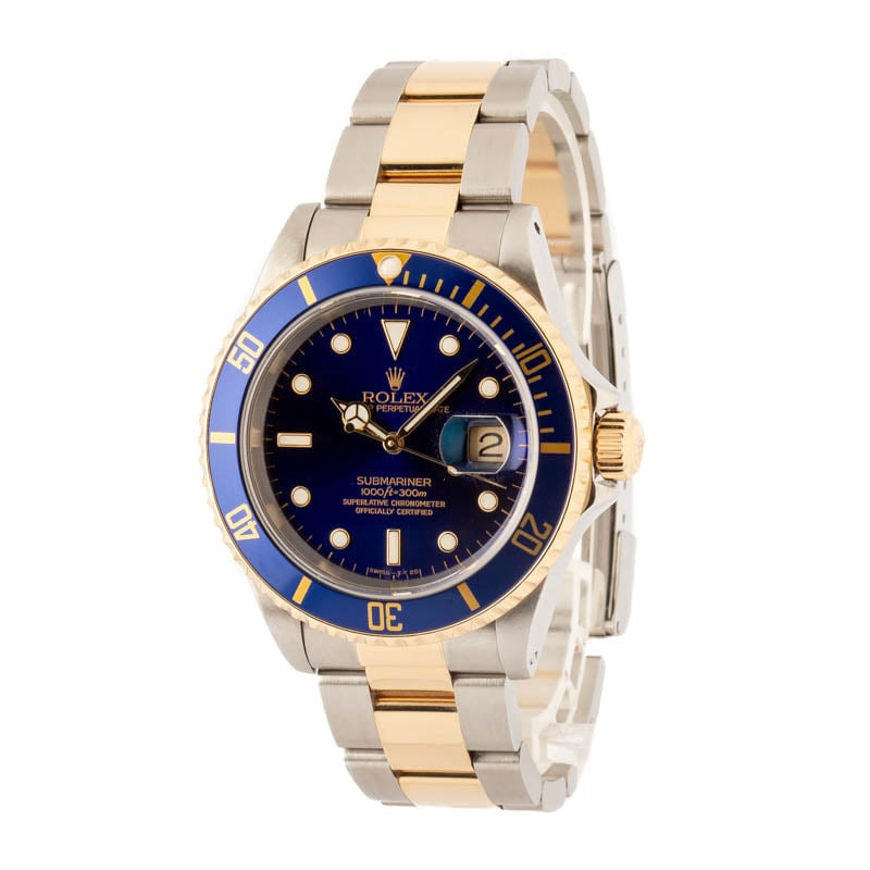 181201 Pre-owned Rolex Submariner 16613 Blue Dial - 2