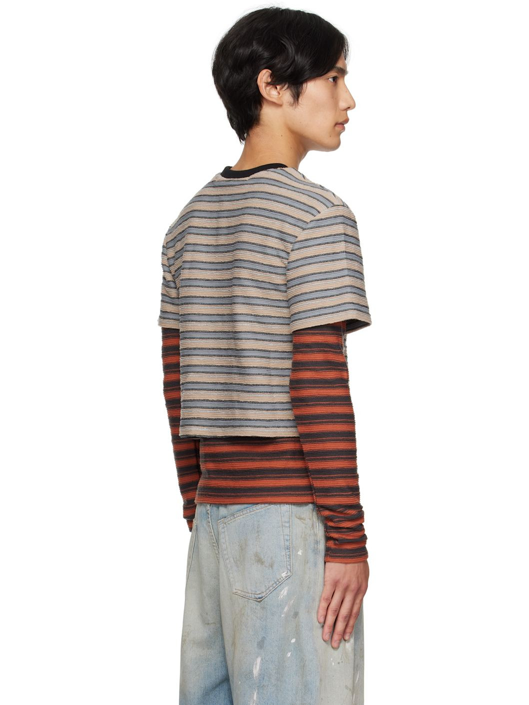 Beige & Orange Stripe LS T-shirt - 3