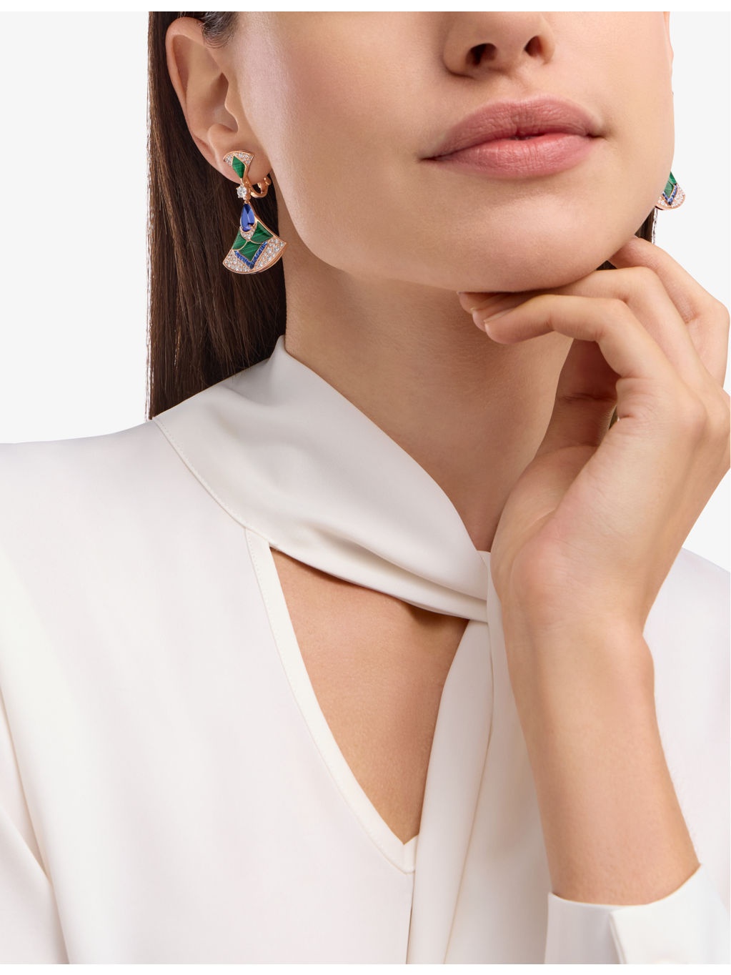 Divas' Dream 18ct rose-gold, 0.40ct and 1.28ct diamond, 0.80ct sapphire, malachite and tanzanite ear - 4