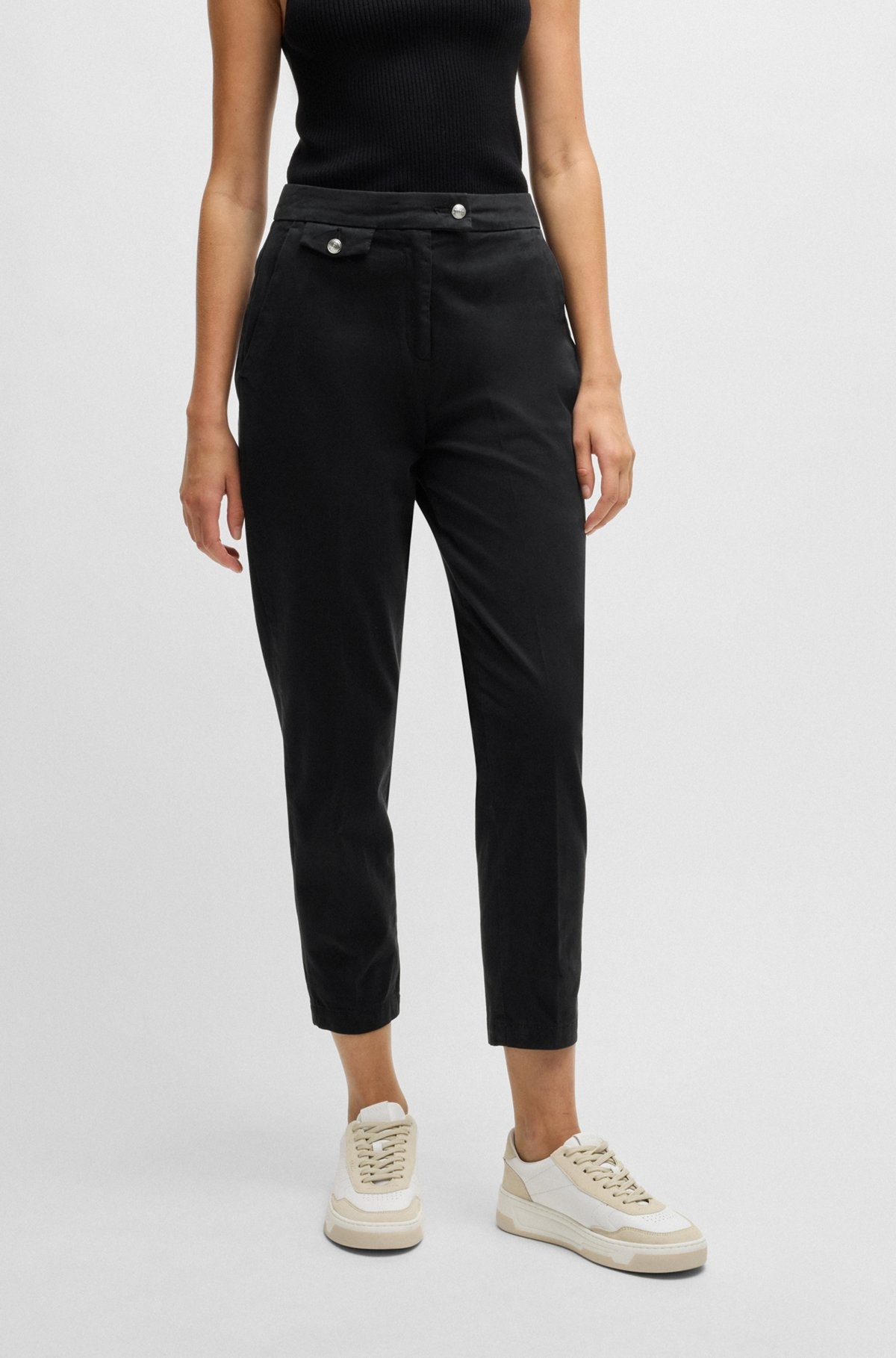 CASUAL TROUSERS IN STRETCH-COTTON SATIN - 2