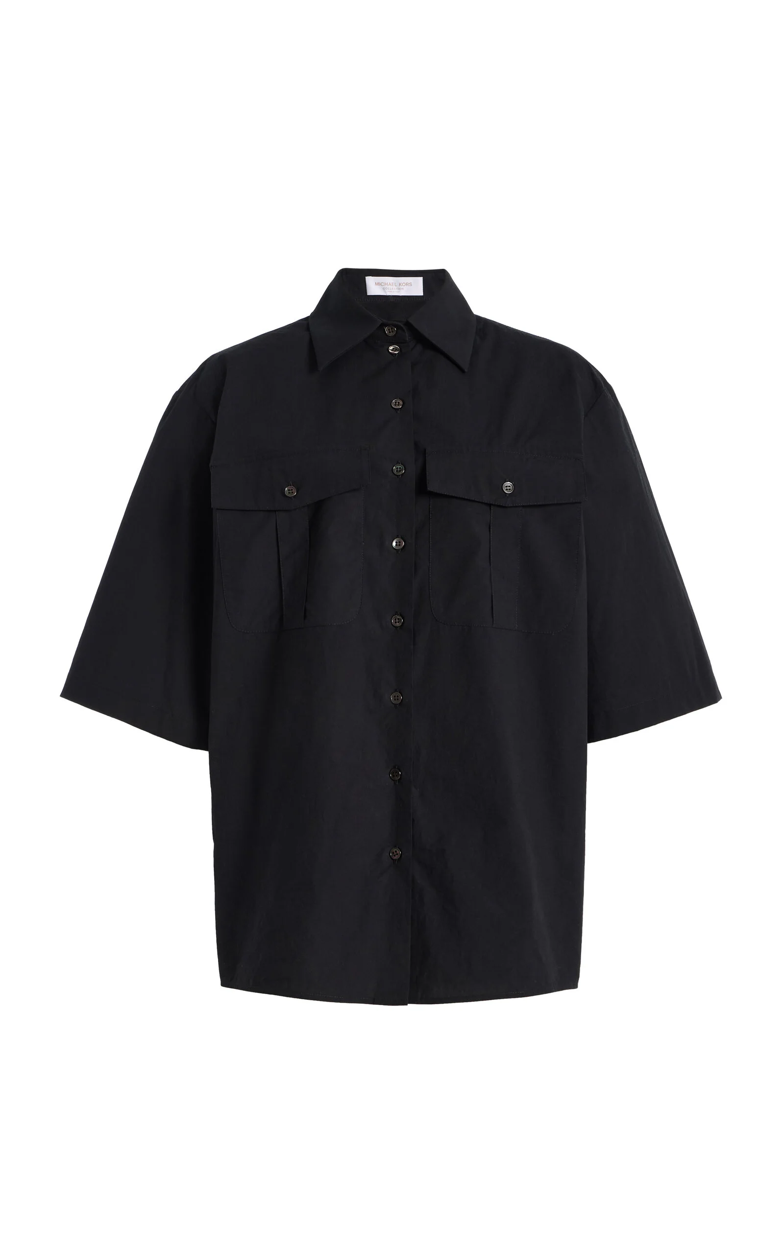 Boxy Washed Cotton-Poplin Camp Shirt black - 1