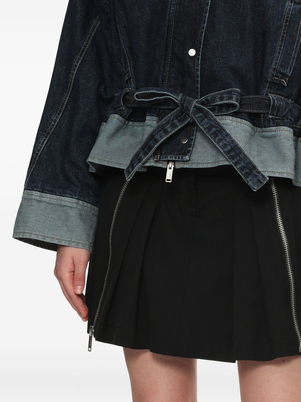 belted contrast-panel denim jacket - 5
