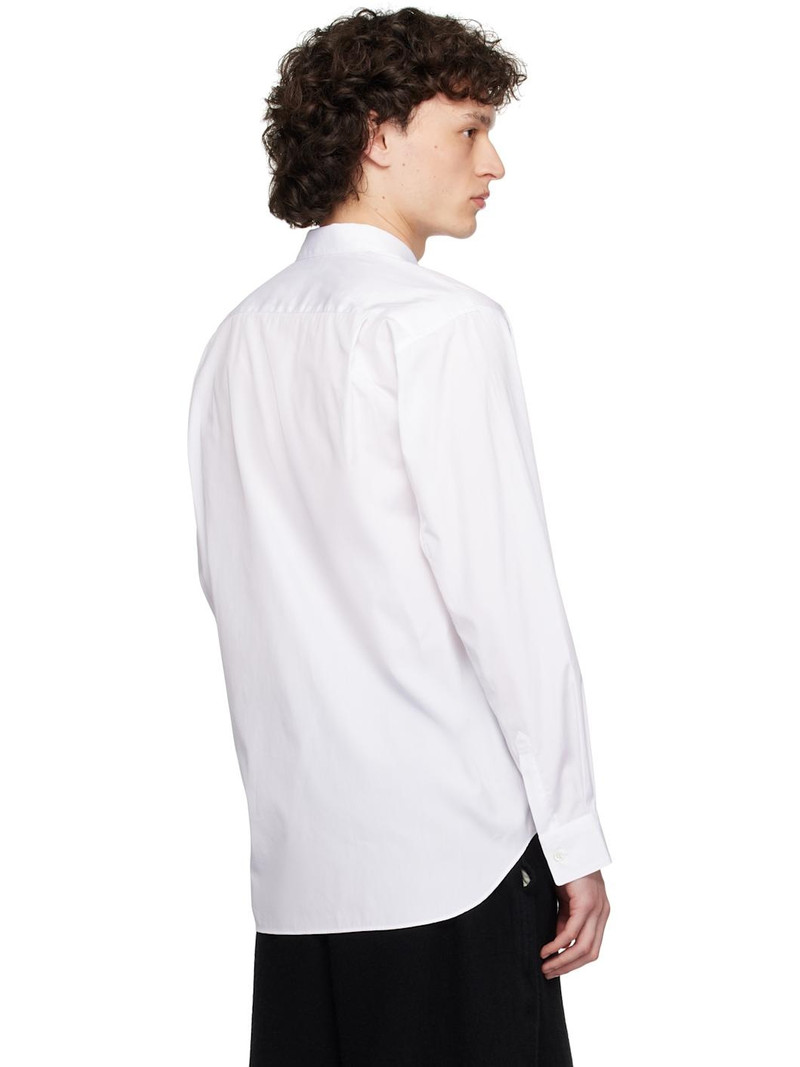 White Cotton Plain Poplin 3D Rose Shirt 3
