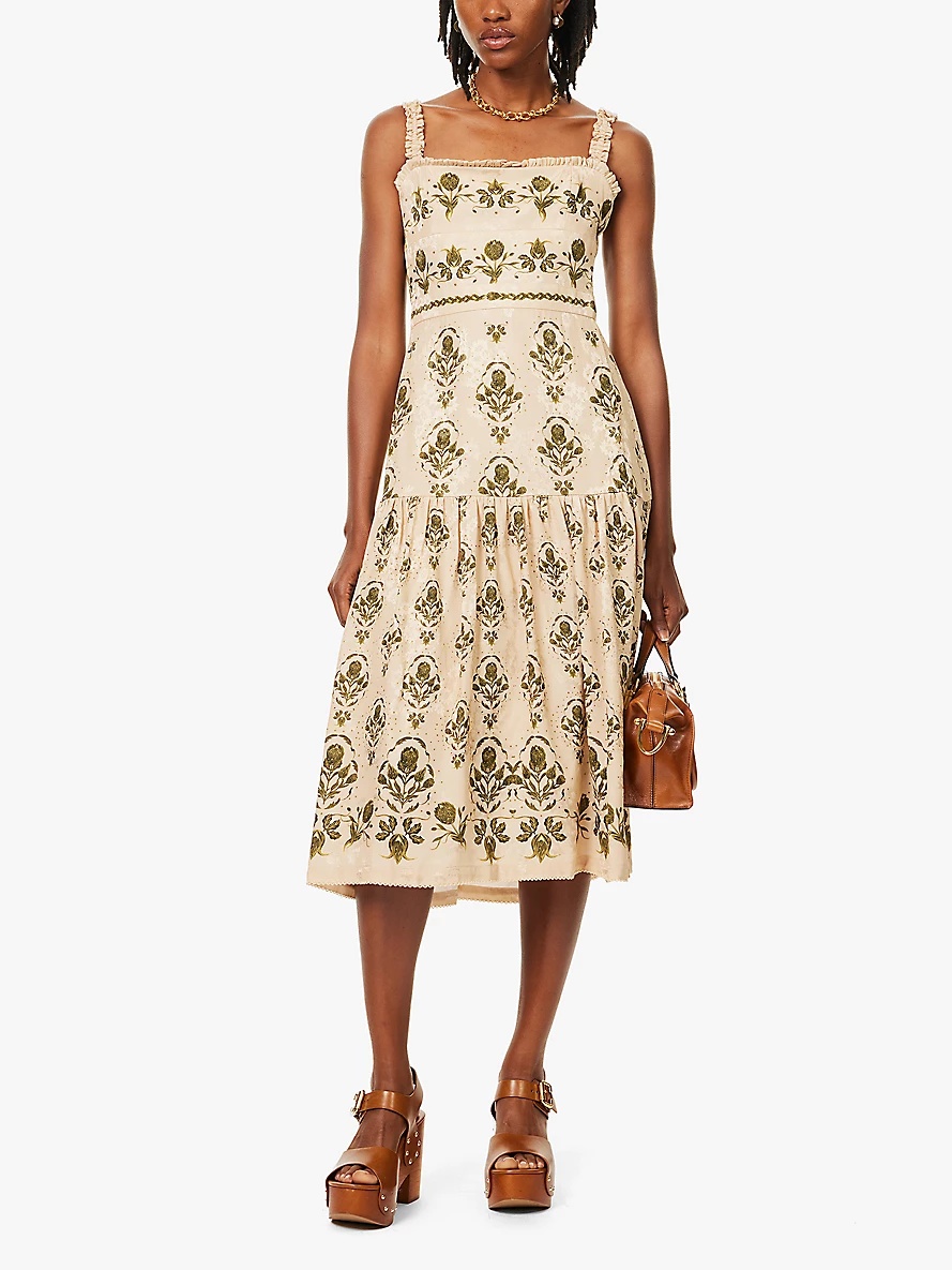 Nispero flower-print woven midi dress - 2