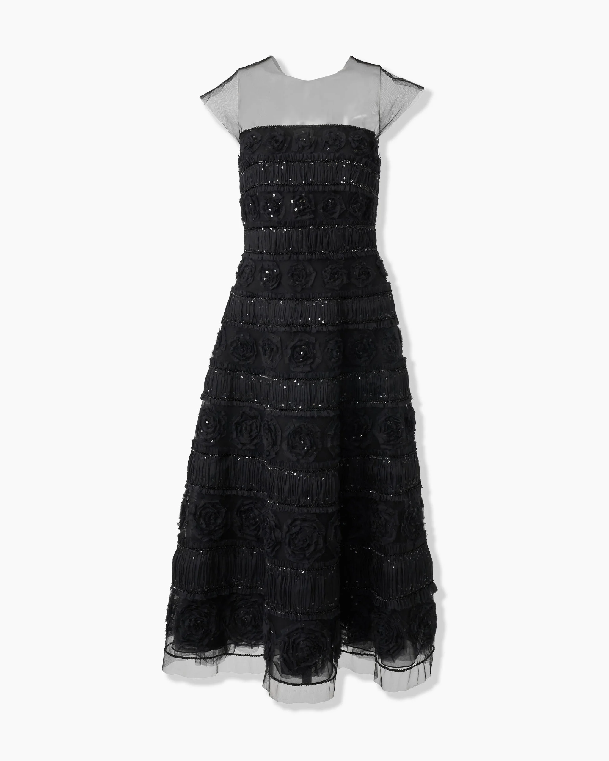 Embroidered Tulle Midi Dress - 1