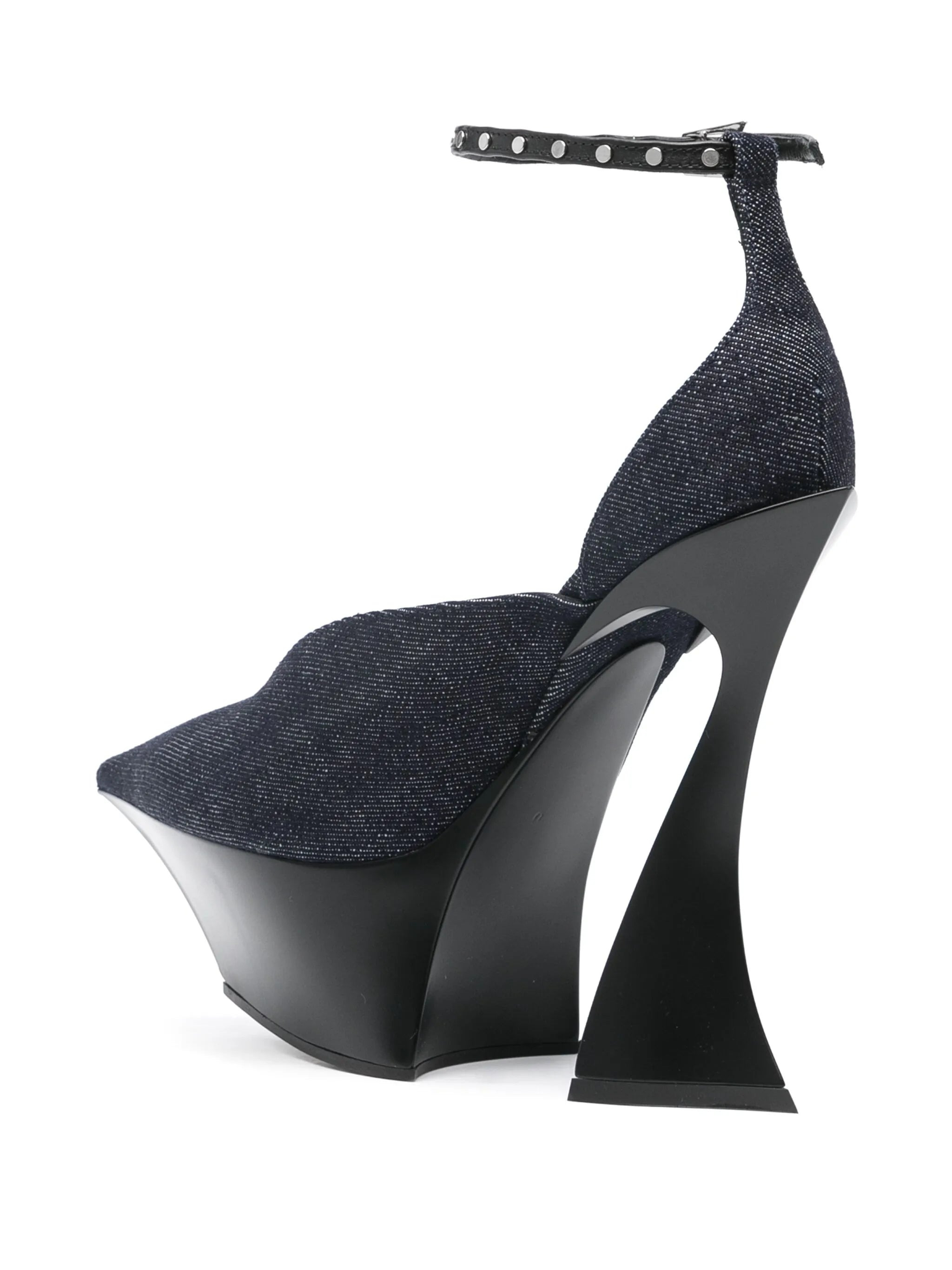 140mm Denim Strappy Pumps - 3