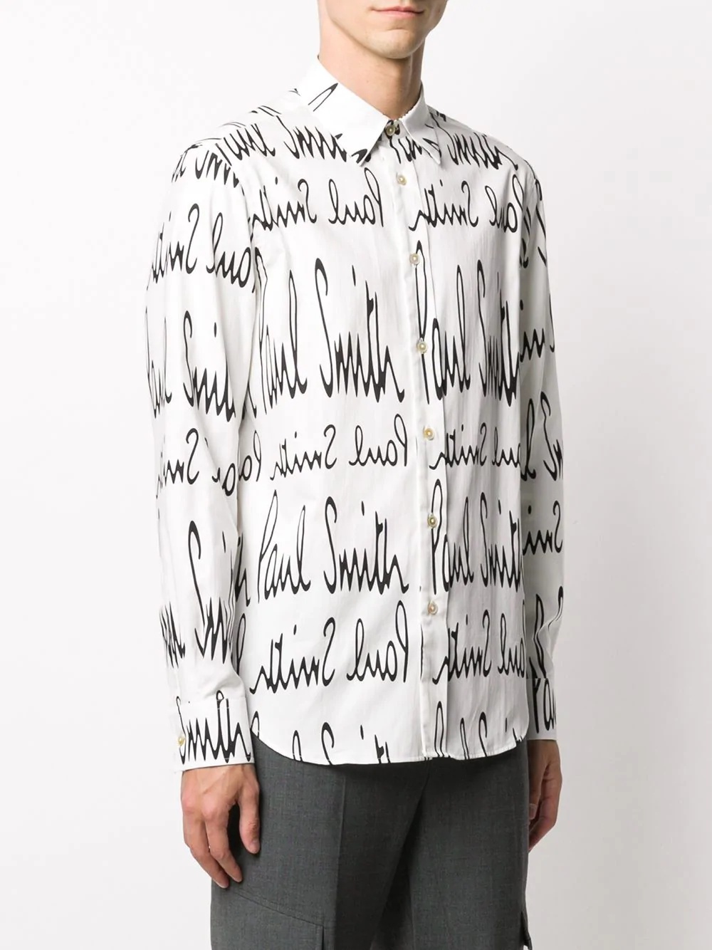 logo print buttoned shirt - 3