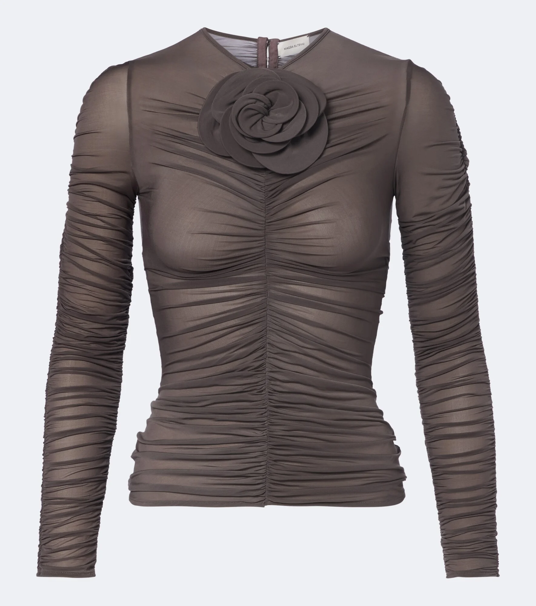 Floral-appliqué ruched top - 1
