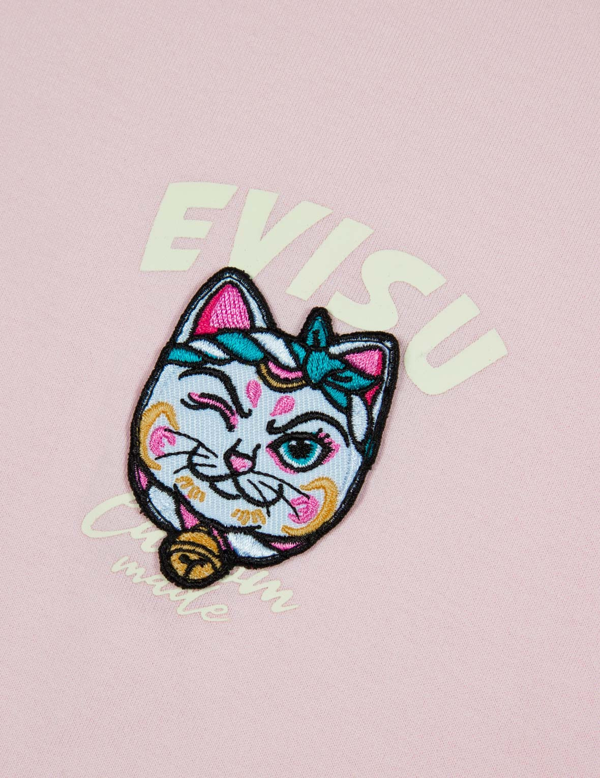 LOGO PRINT AND FORTUNE CAT EMBROIDERY BADGE BOYFRIEND T-SHIRT - 7