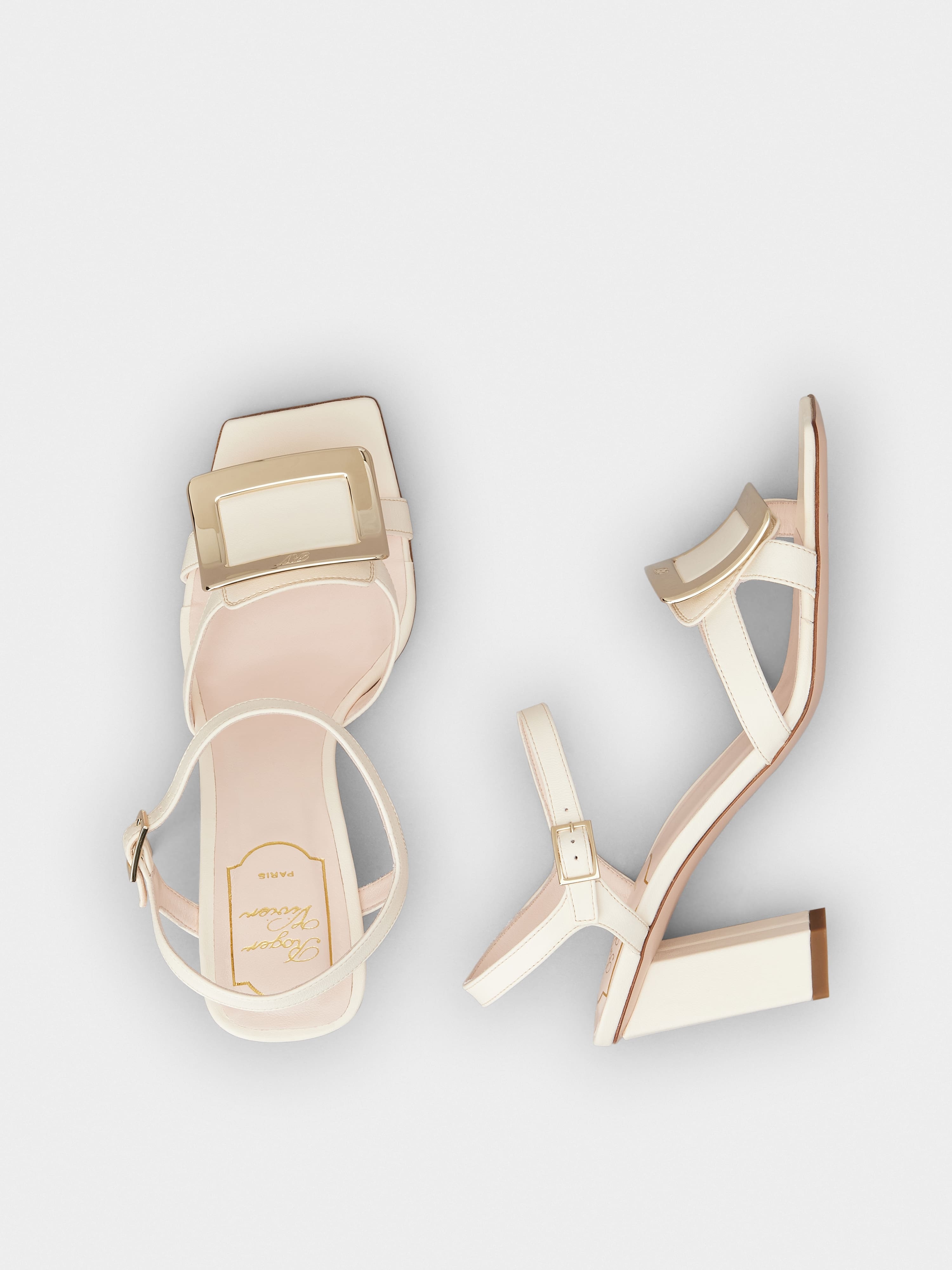 Belle Vivier Metal Buckle Sandals in Nappa Leather - 4