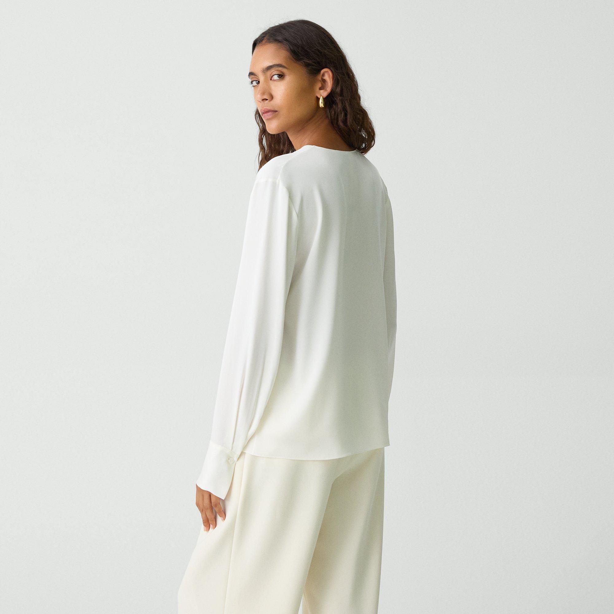 Relaxed V-Neck Blouse in Silk Georgette - 4