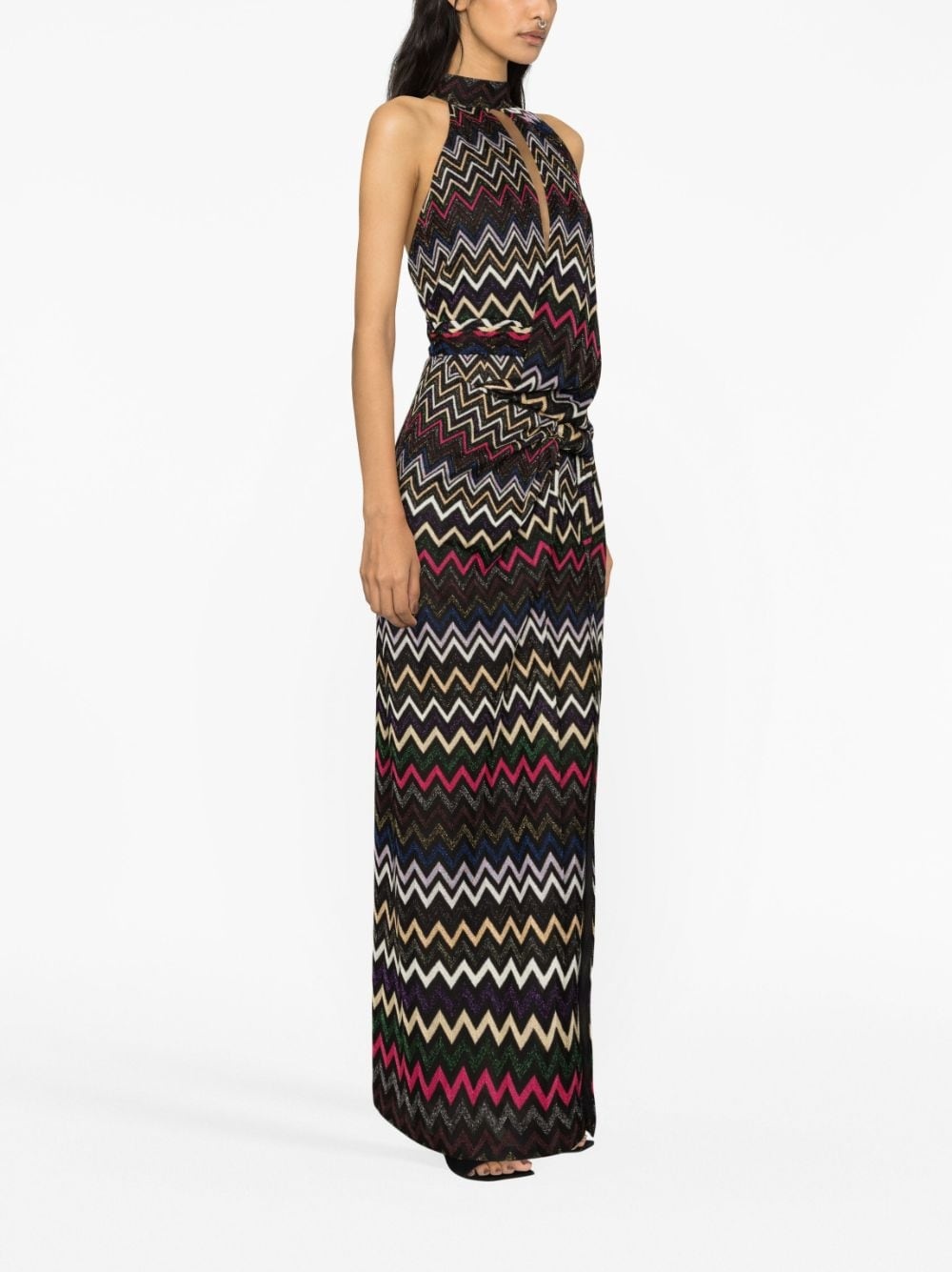 zigzag halterneck maxi dress - 4