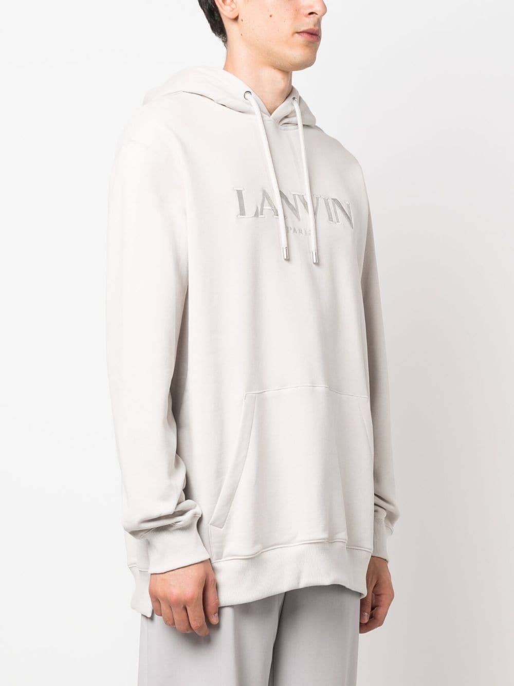 logo-embroidered fleece hoodie - 3