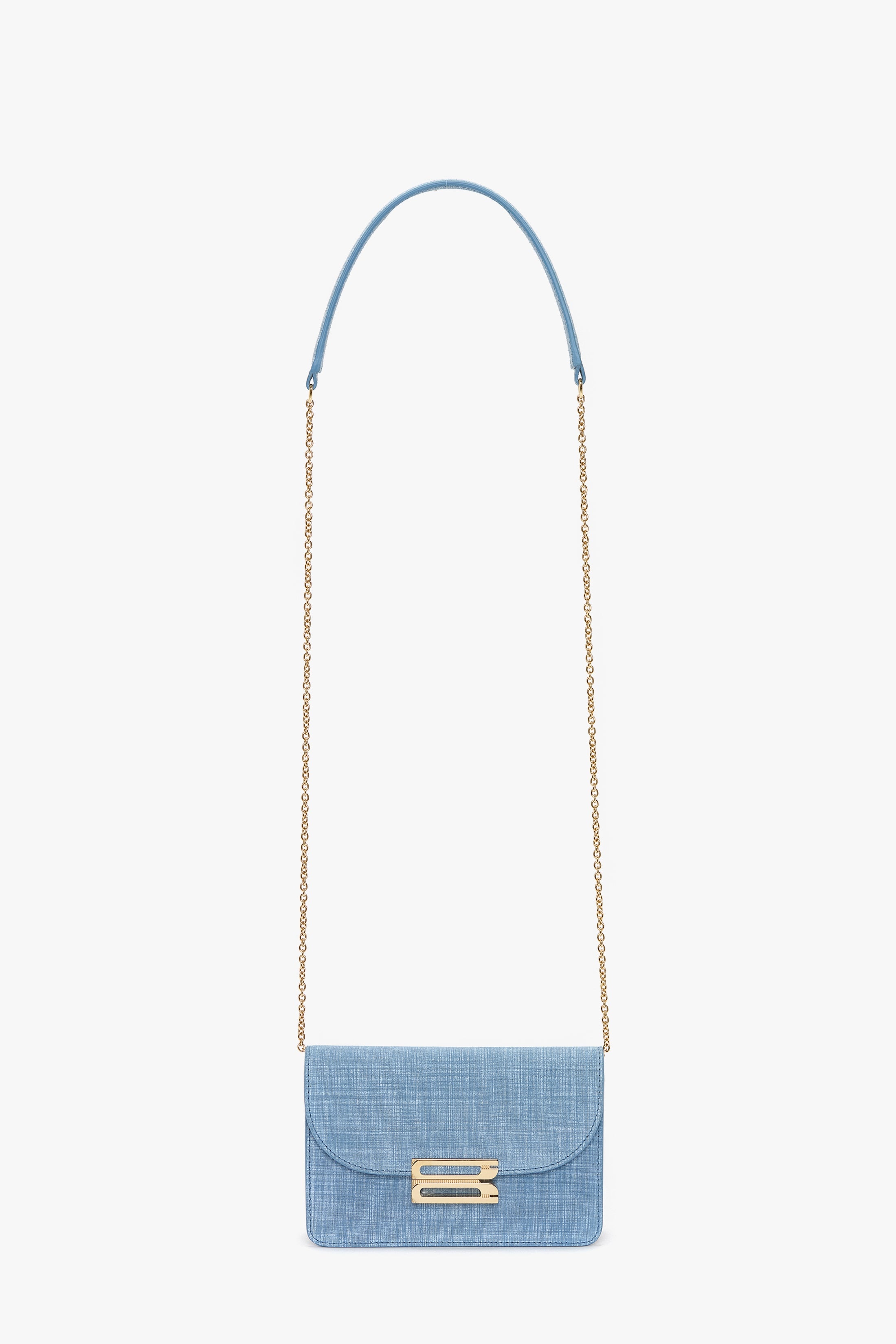 Nano Dorian Bag With Chain In Light Blue Chambray Effect Suede - 1
