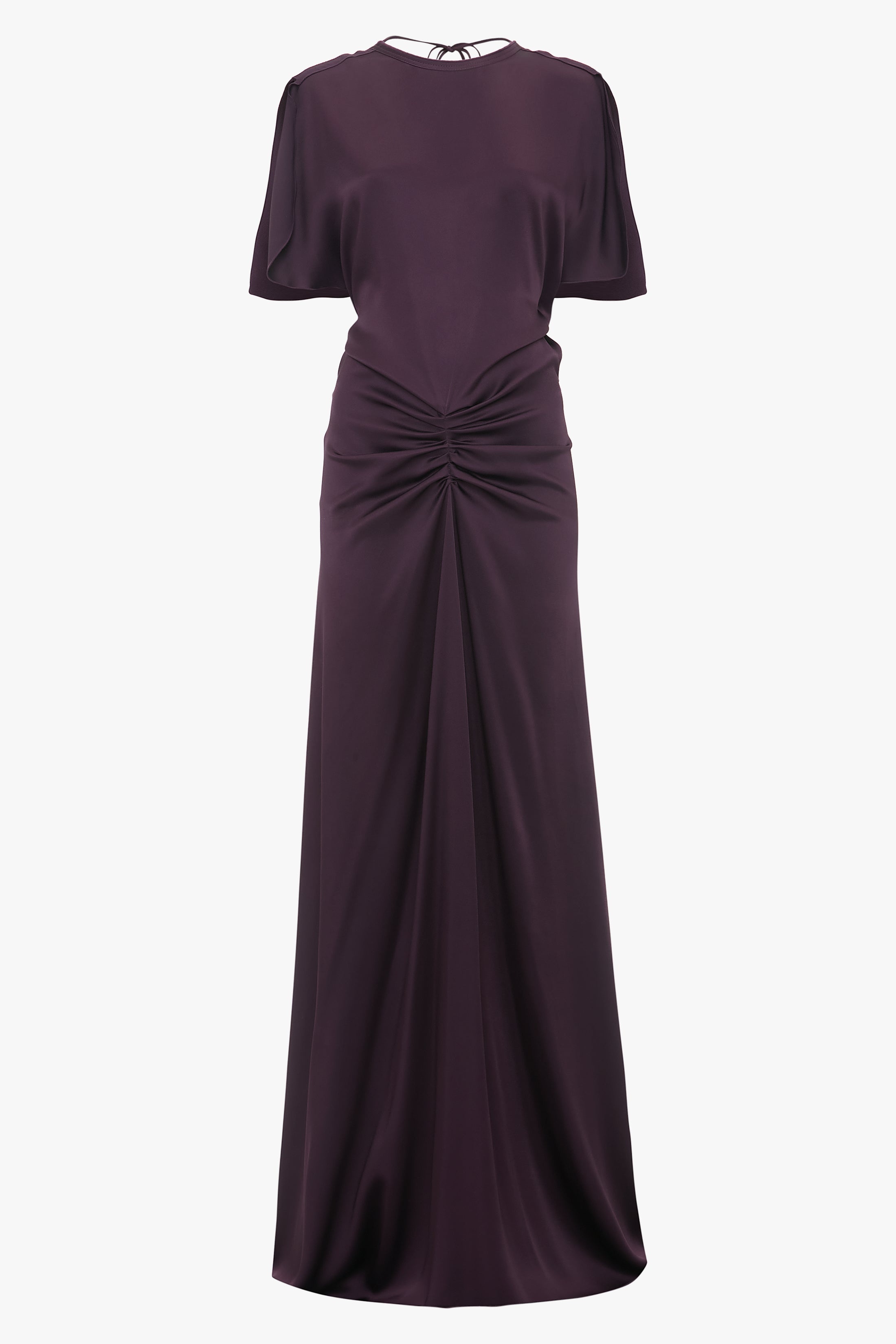 Gathered Waist Floor-Length Dress In Fig - 1
