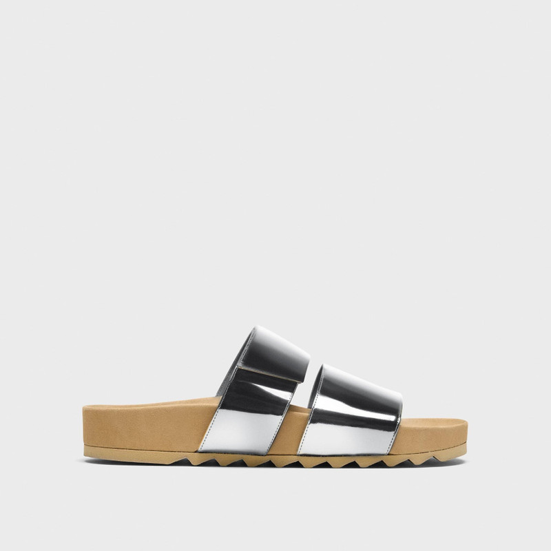 Slide Sandals in Metallic Leather 1