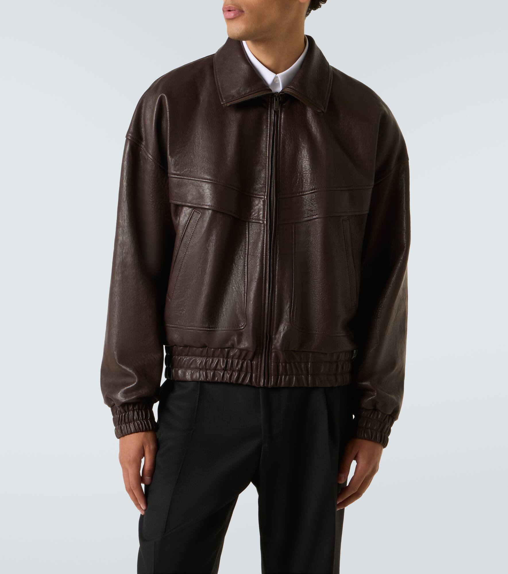 Leather bomber jacket - 3