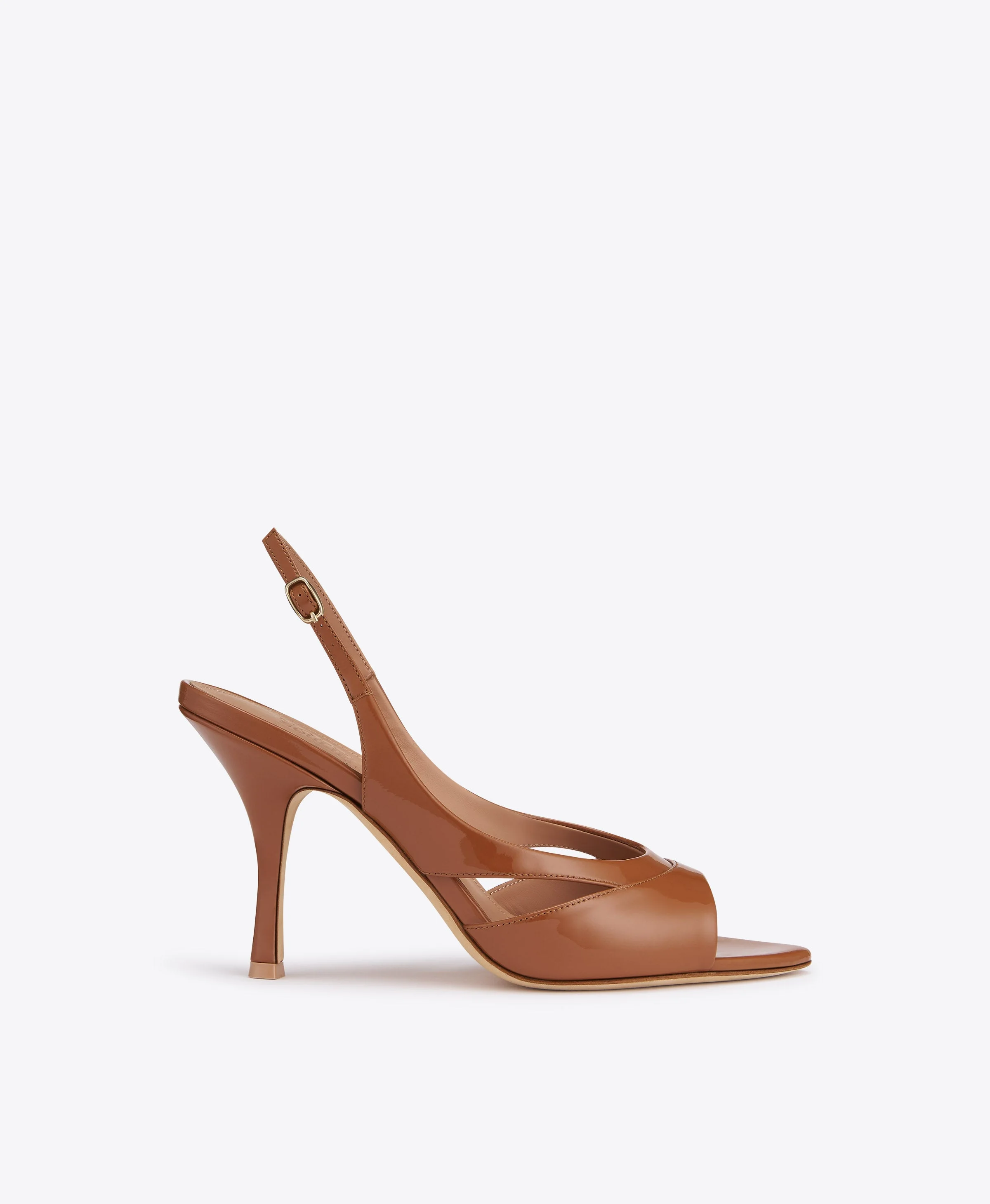 Larsa 90 Brown Patent Slingback Sandals - 1