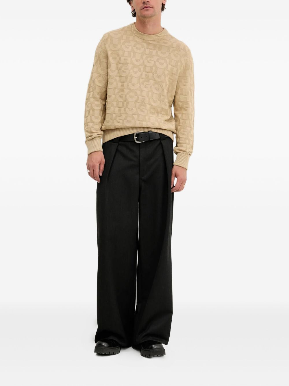 logo-pattern crew-neck sweater - 2