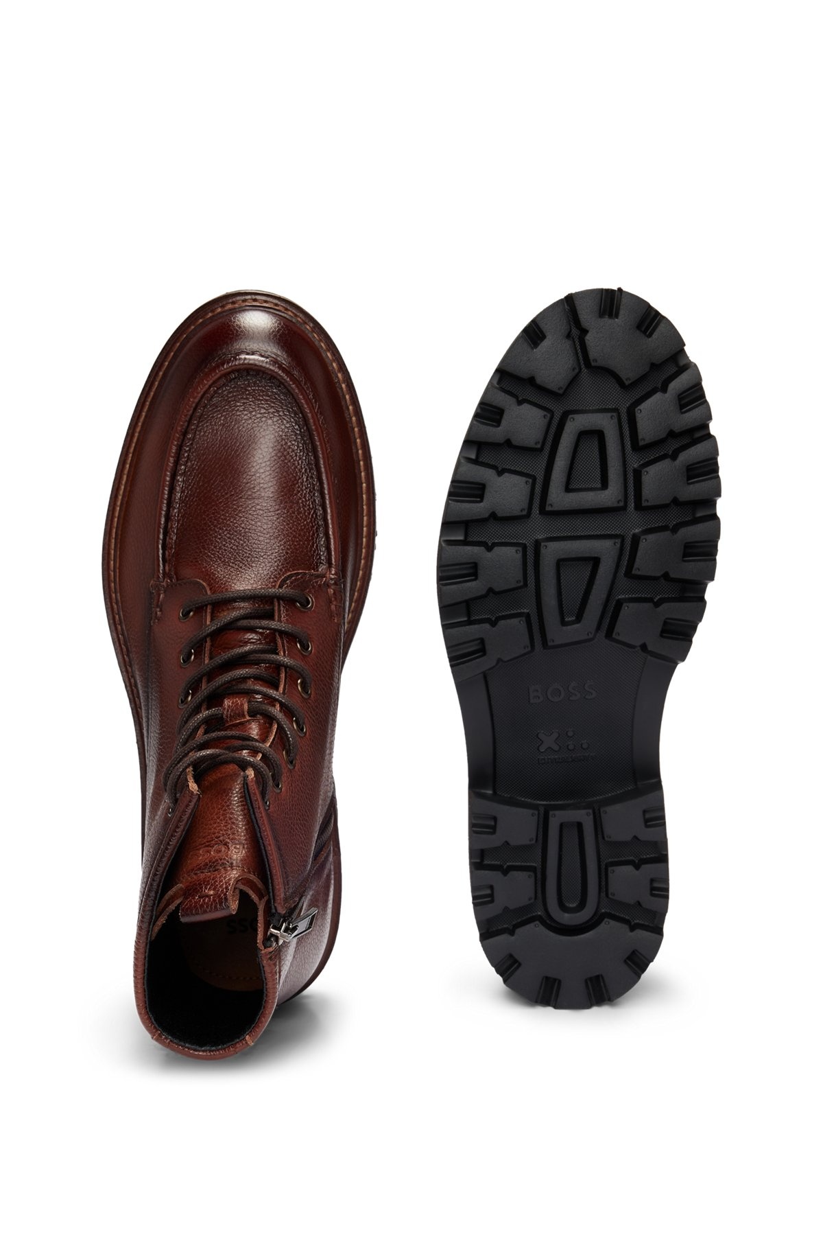 GRAINED-LEATHER HALF BOOTS WITH APRON TOE - 4