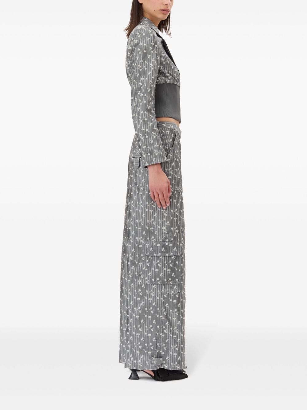 jacquard cropped blazer - 3