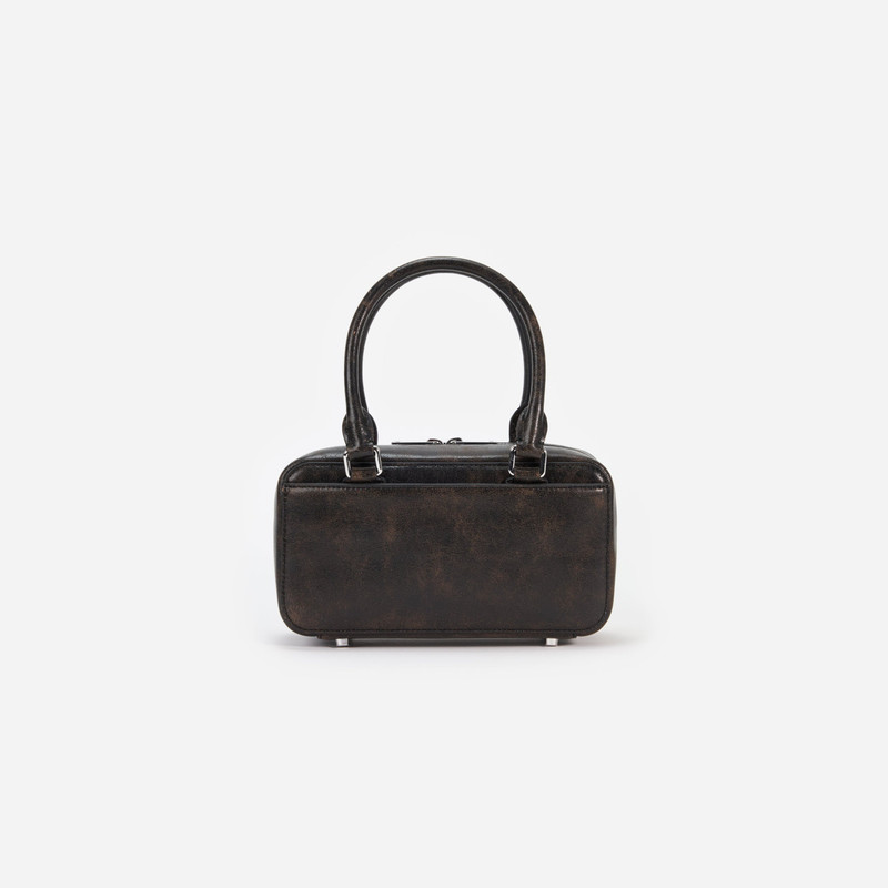 Black Distressed Leather Mini Tote Bag 3