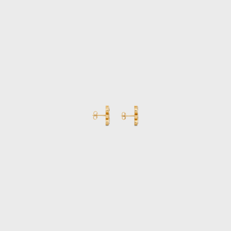 Celine Daisy Earrings in Strass and Brass with Gold Finish 3