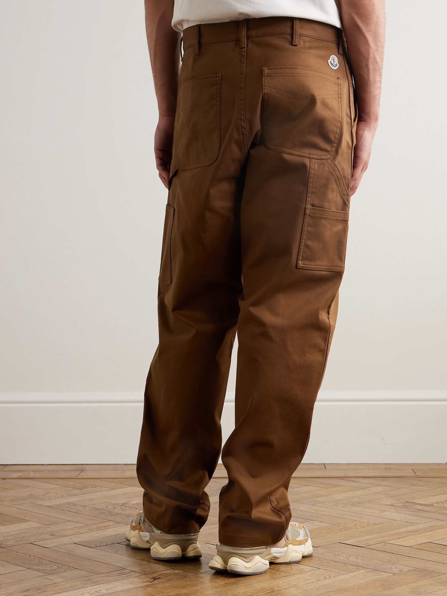Straight-Leg Panelled Cotton-Blend Gabardine Trousers Brown - 4