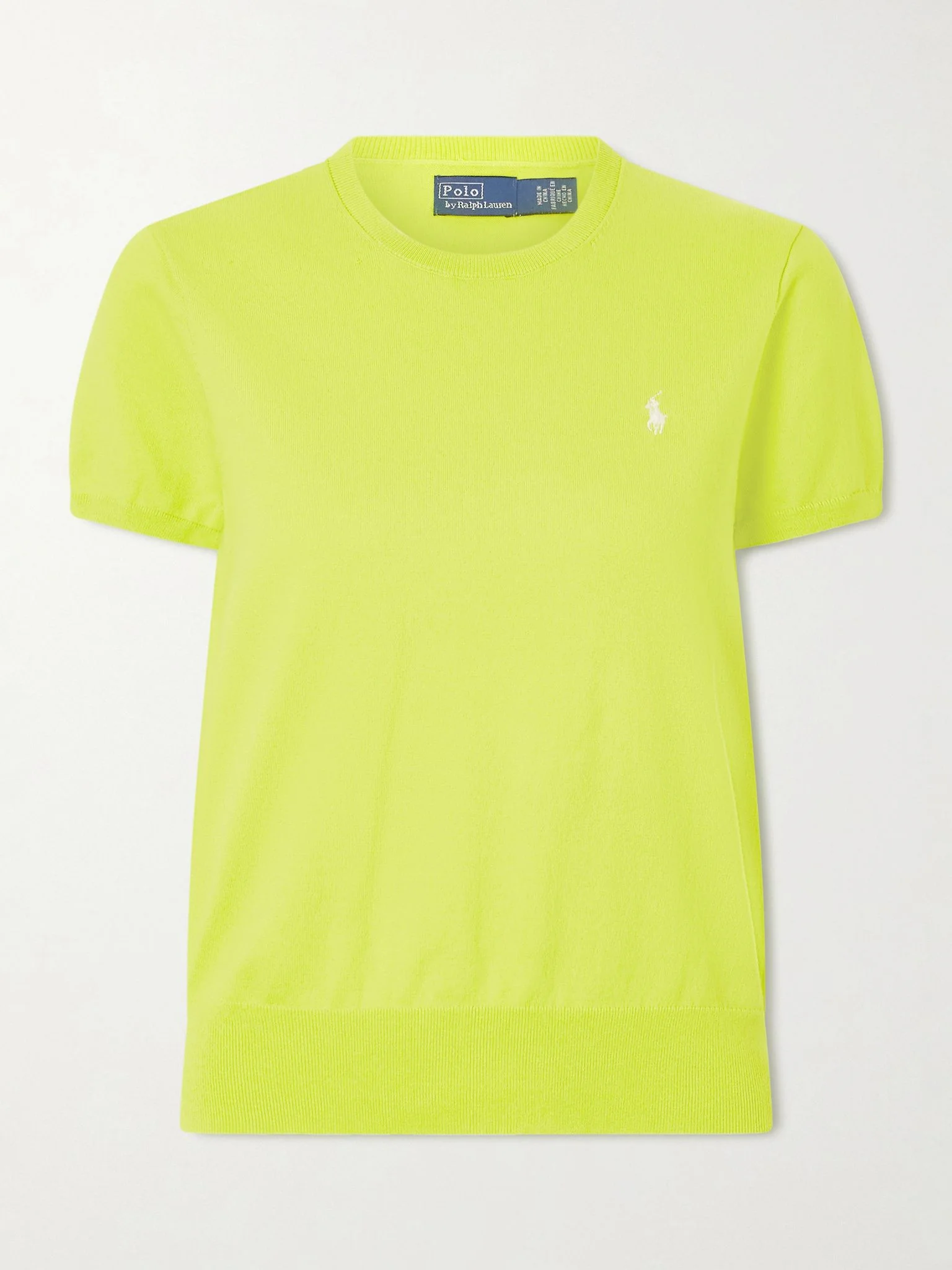 Embroidered cotton-blend sweater Lime green - 1