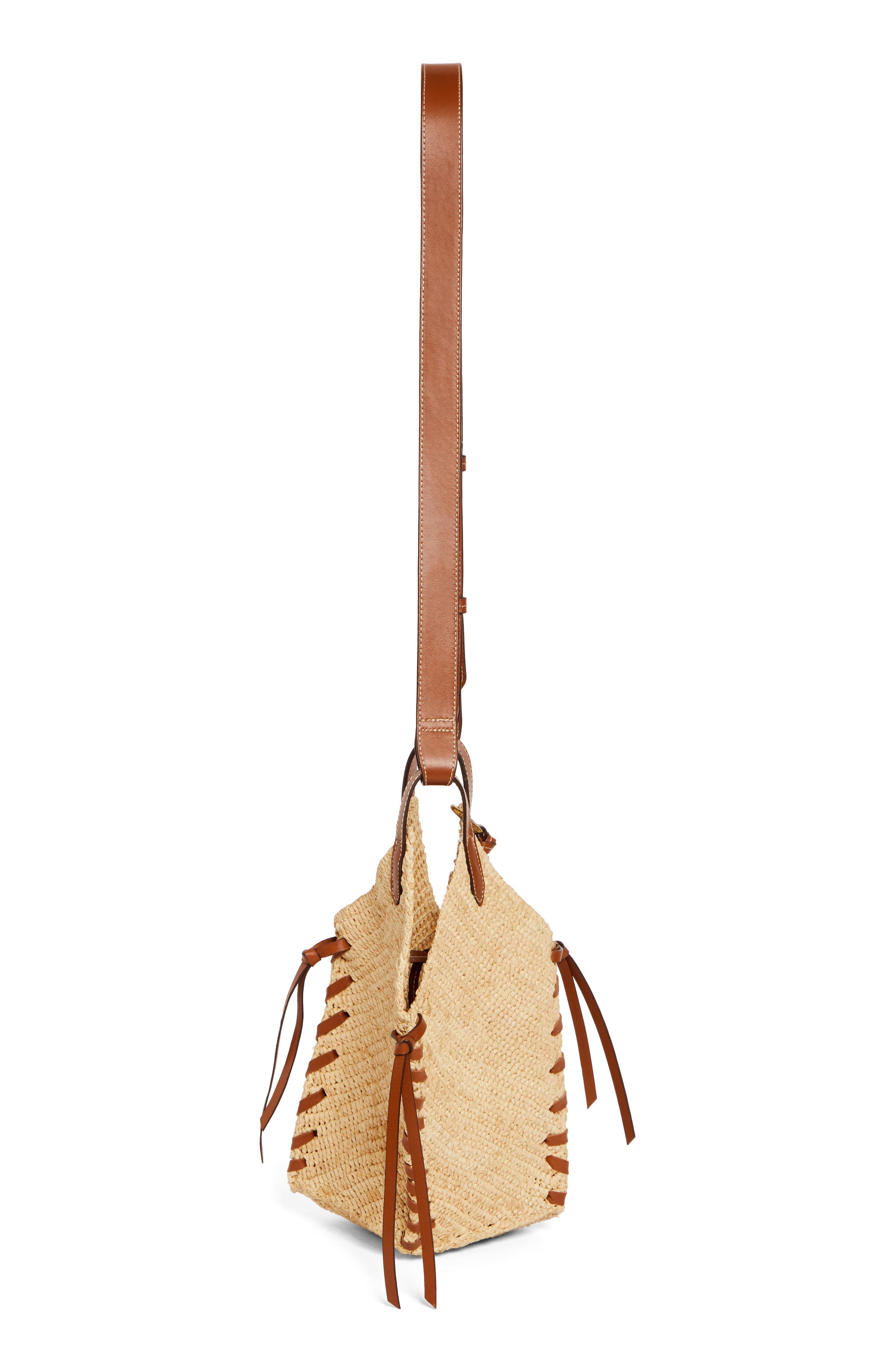 Isabel Marant Mini Tampa Woven Raffia Shoulder Bag in Natural/Cognac at Nordstrom - 6
