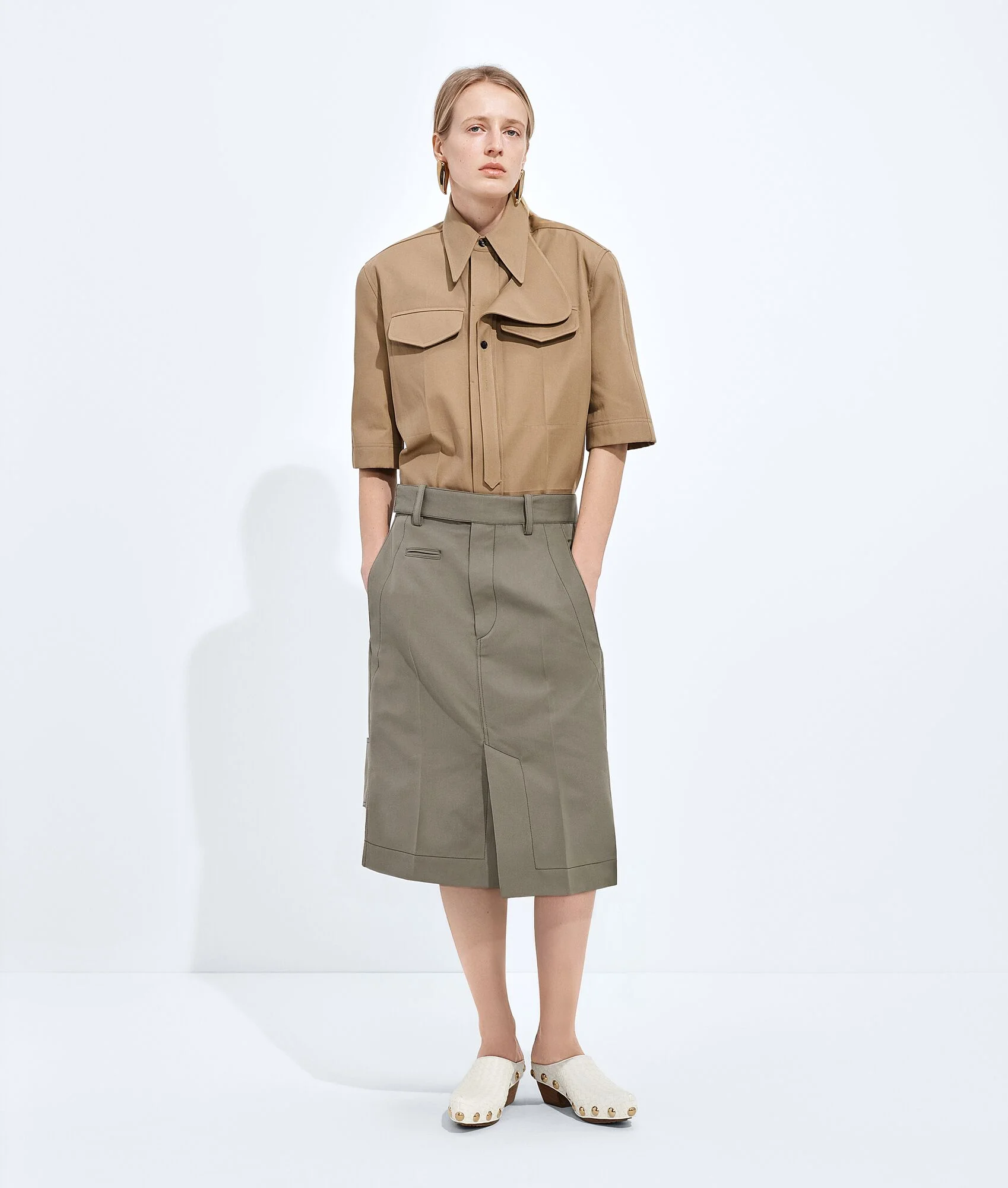 Cotton and Silk Gabardine Skirt - 1