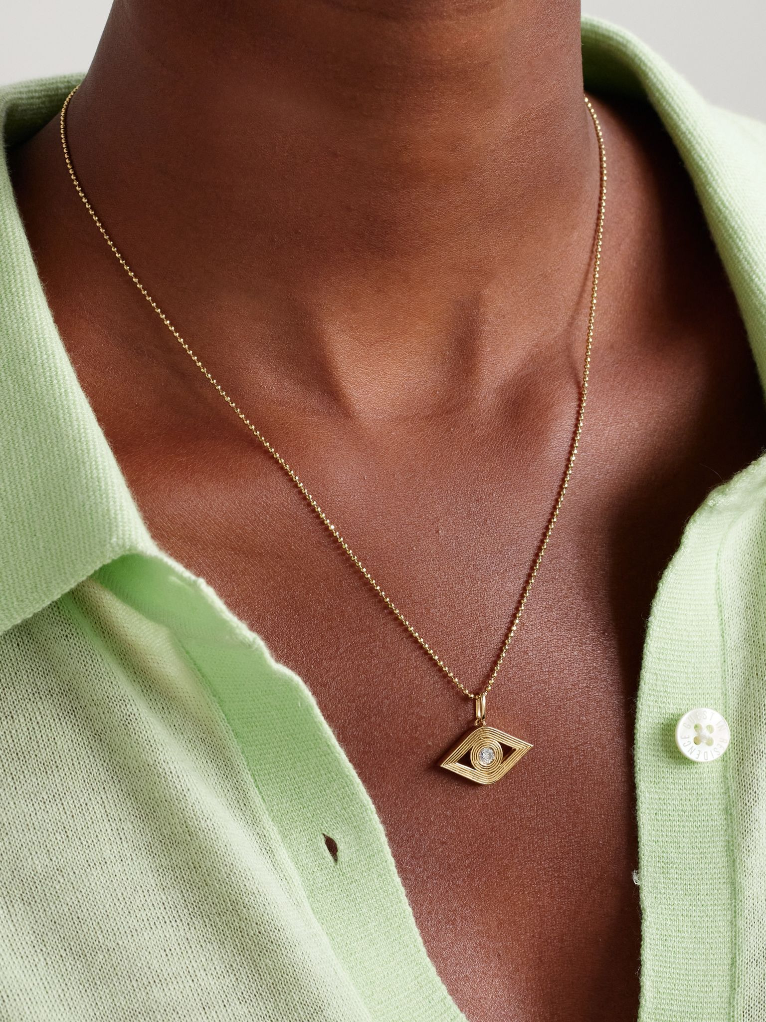 Extra Large Evil Eye 14-karat gold diamond necklace Gold - 2