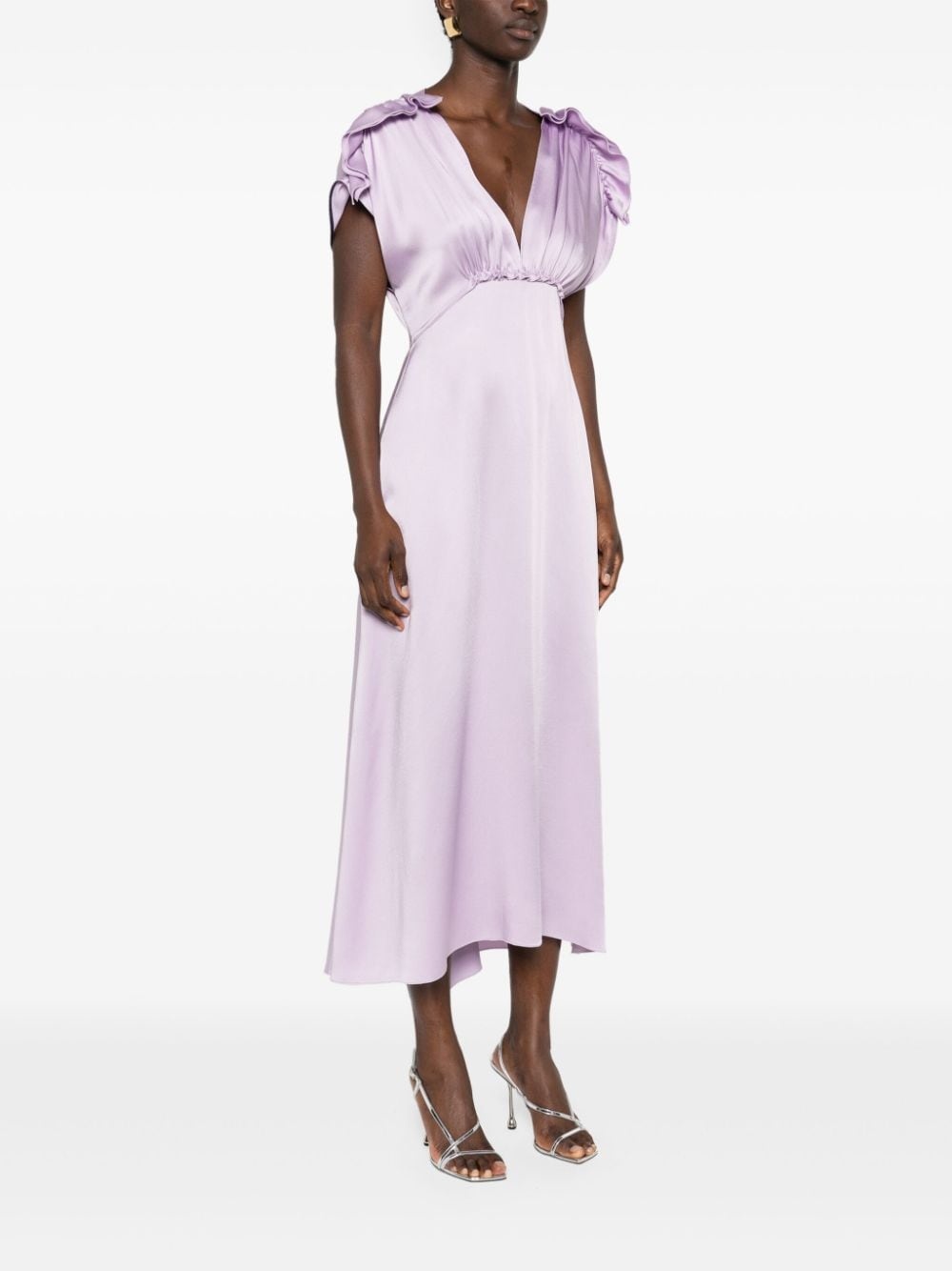 ruffled satin midi dress - 3