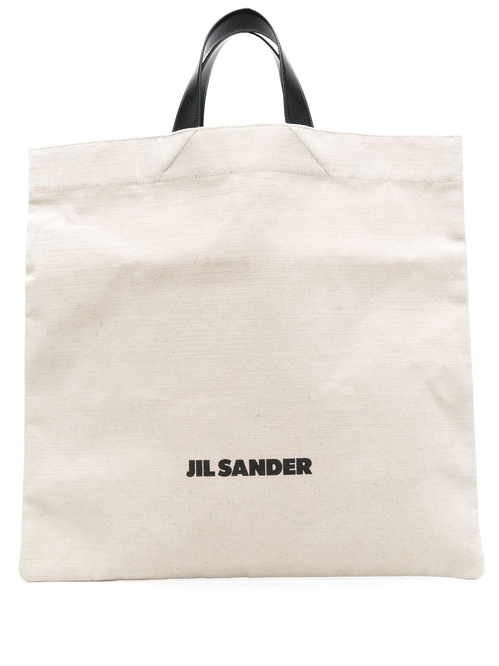 logo-print linen tote bag - 1