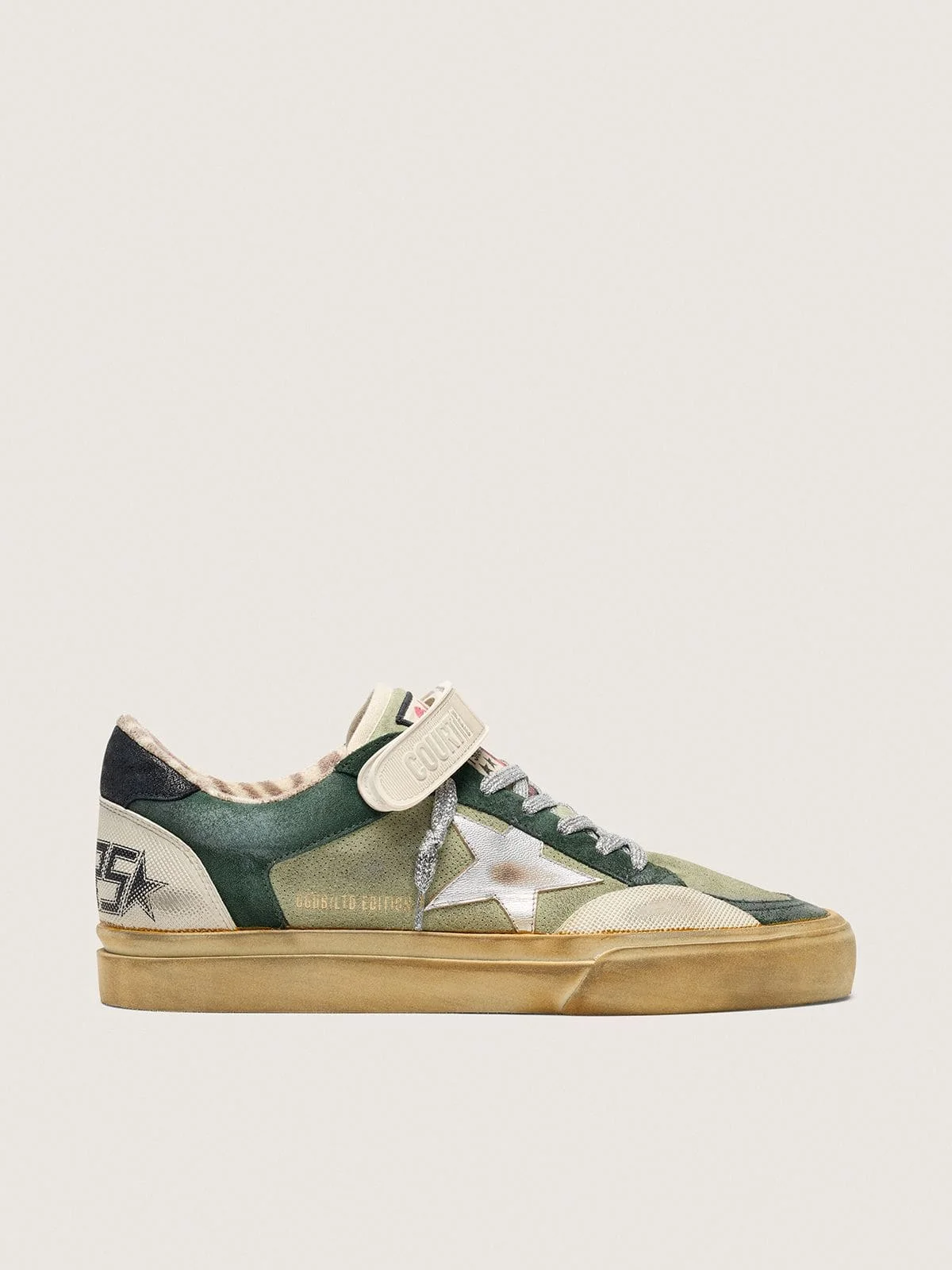 Men's Ball Star LAB in green suede with silver leather star and black suede heel tab - 1