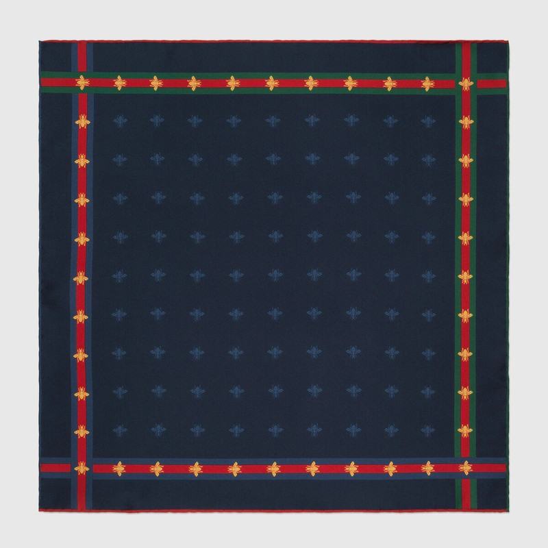 Bee pattern silk pocket square 1