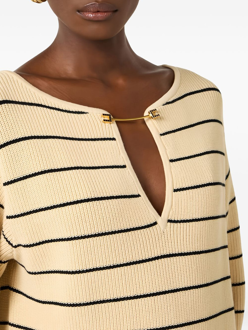 striped v-cut knit pullover 5