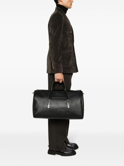 Santoni logo-debossed leather duffle bag outlook