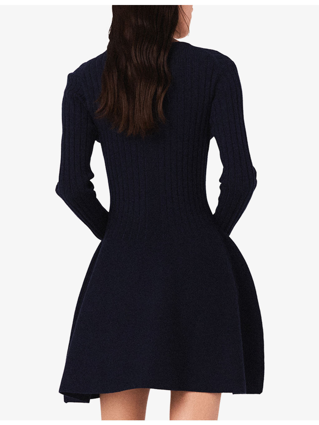 Round-Neck Flared-Skirt Stretch-Knit Mini Dress - 3