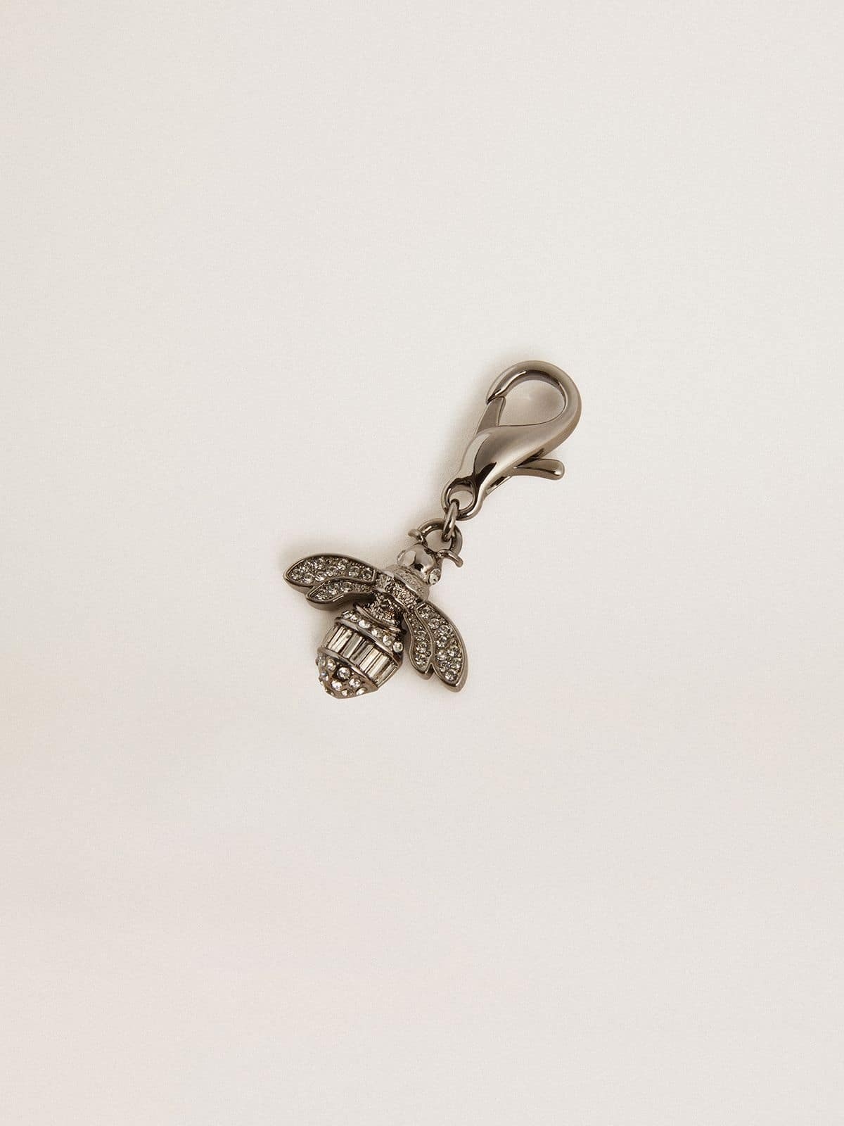 Bee-shaped charm in silver-colored brass with crystals - 2