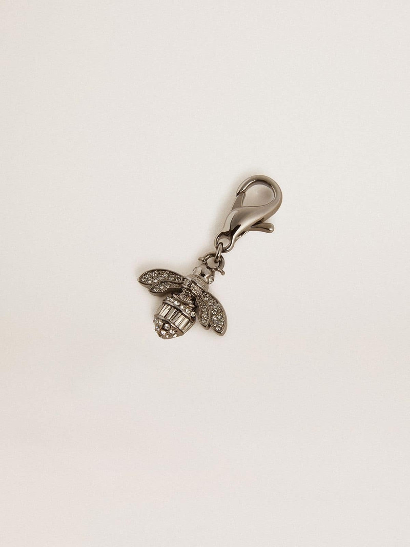 Golden Goose Bee-shaped charm in silver-colored brass with crystals outlook
