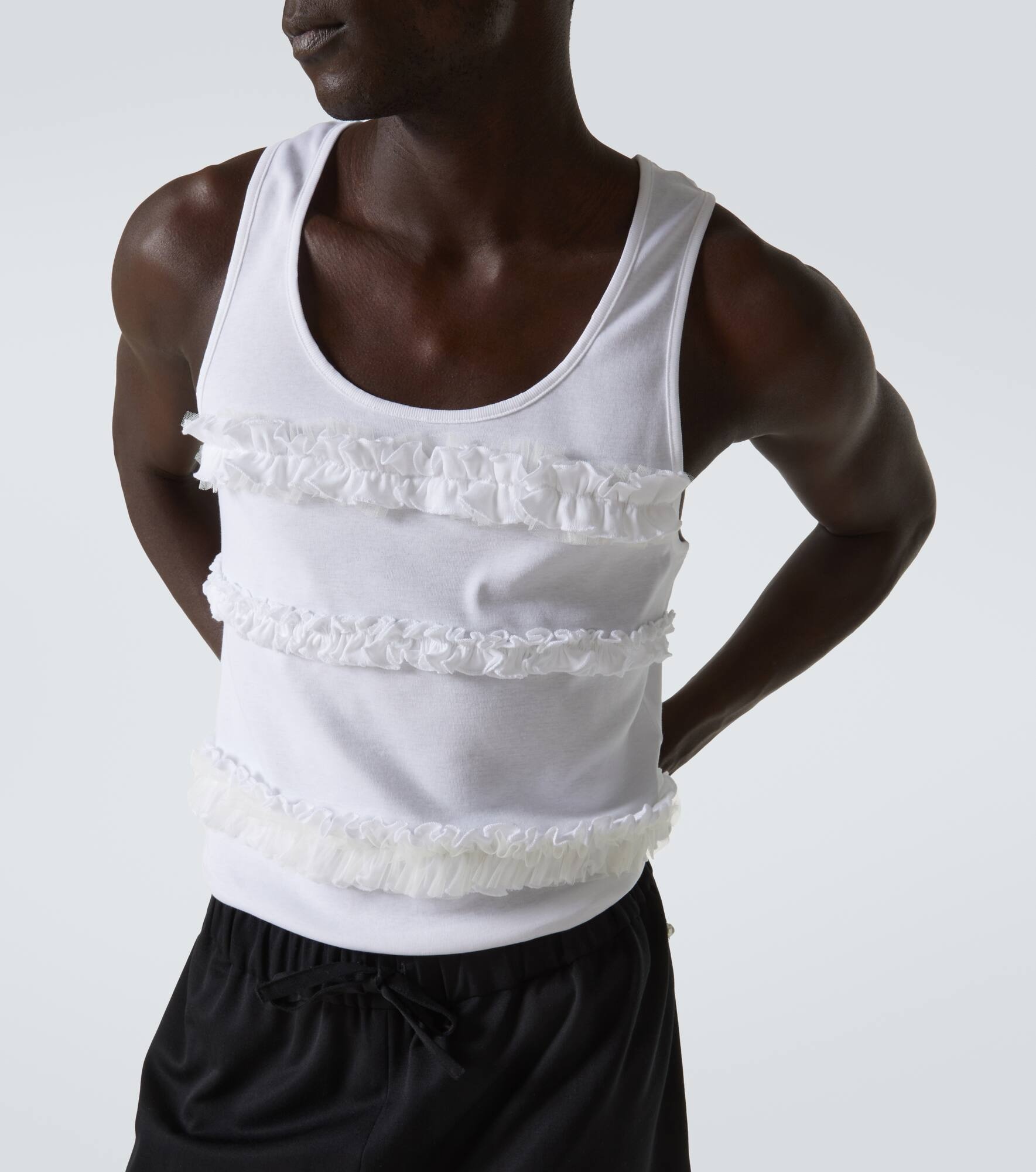 Ruffled cotton jersey tank top - 5