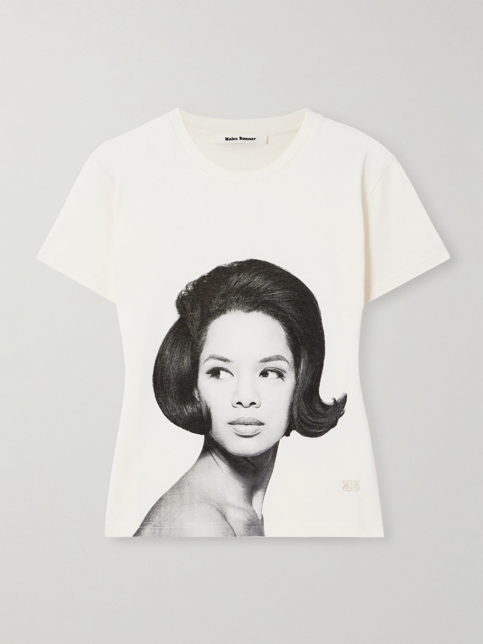 Selah cropped printed organic cotton T-shirt White - 1
