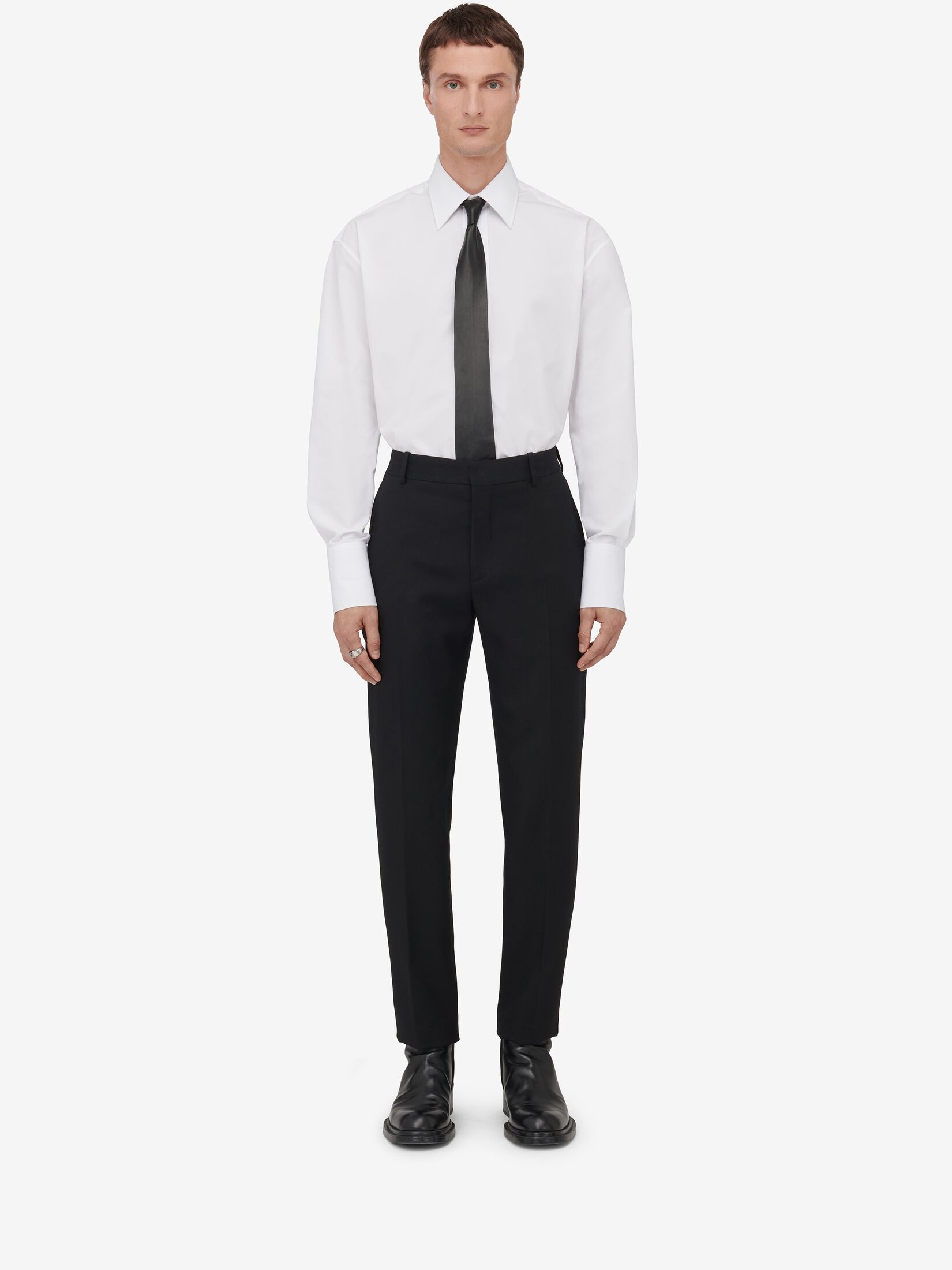Men's Tailored Cigarette Trousers in Black - 2