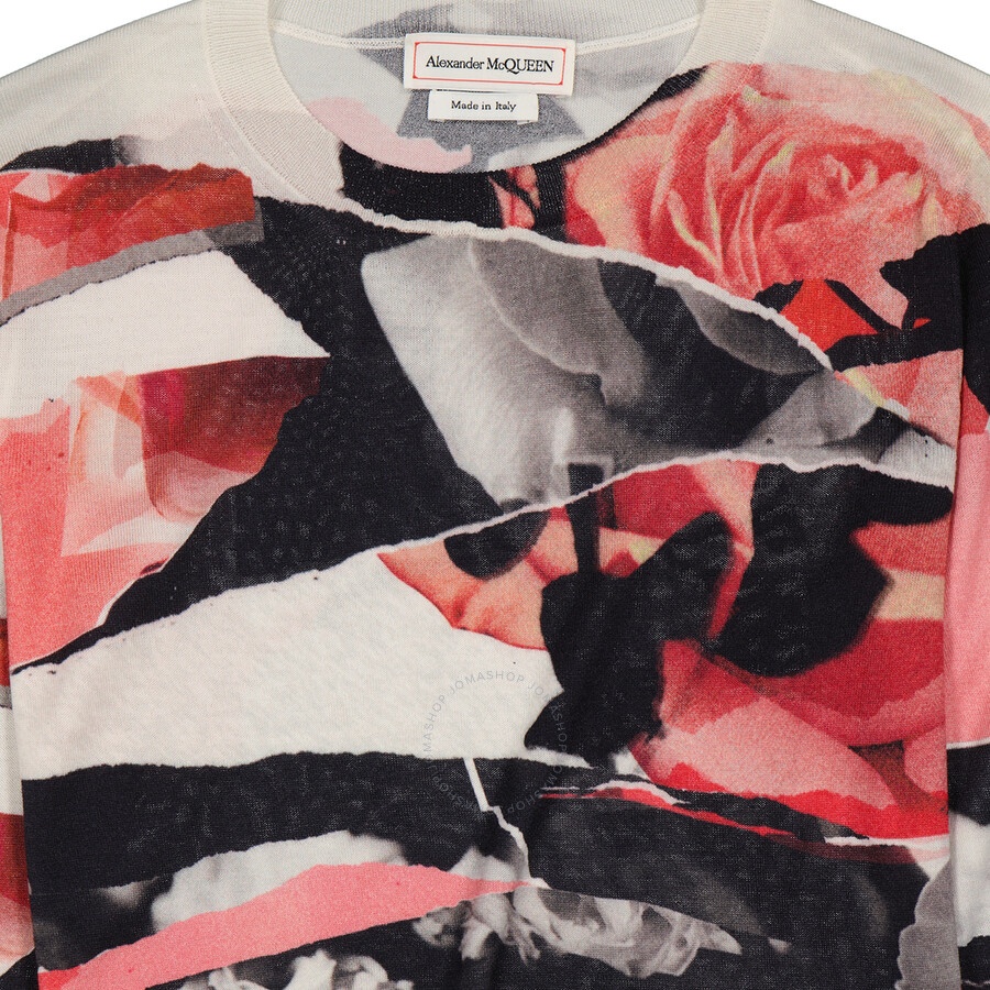 Alexander McQueen Torn Rose Long Sleeve Sweater - 7