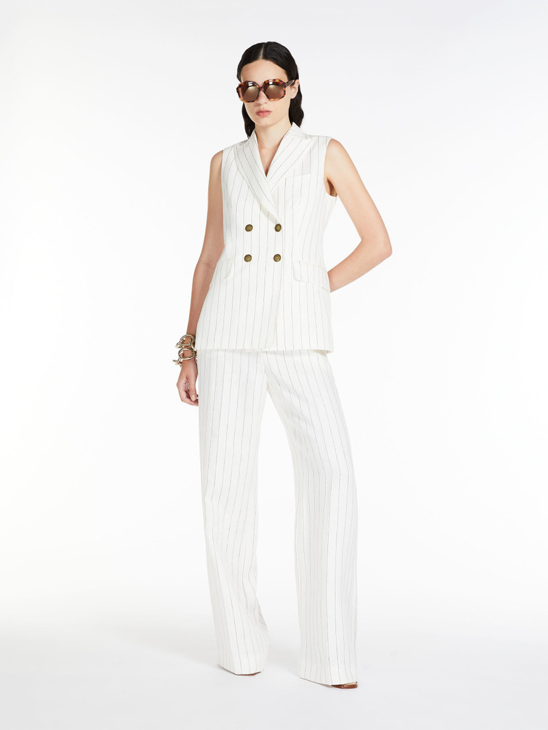 Max Mara QUEBEC Pinstriped linen waistcoat outlook